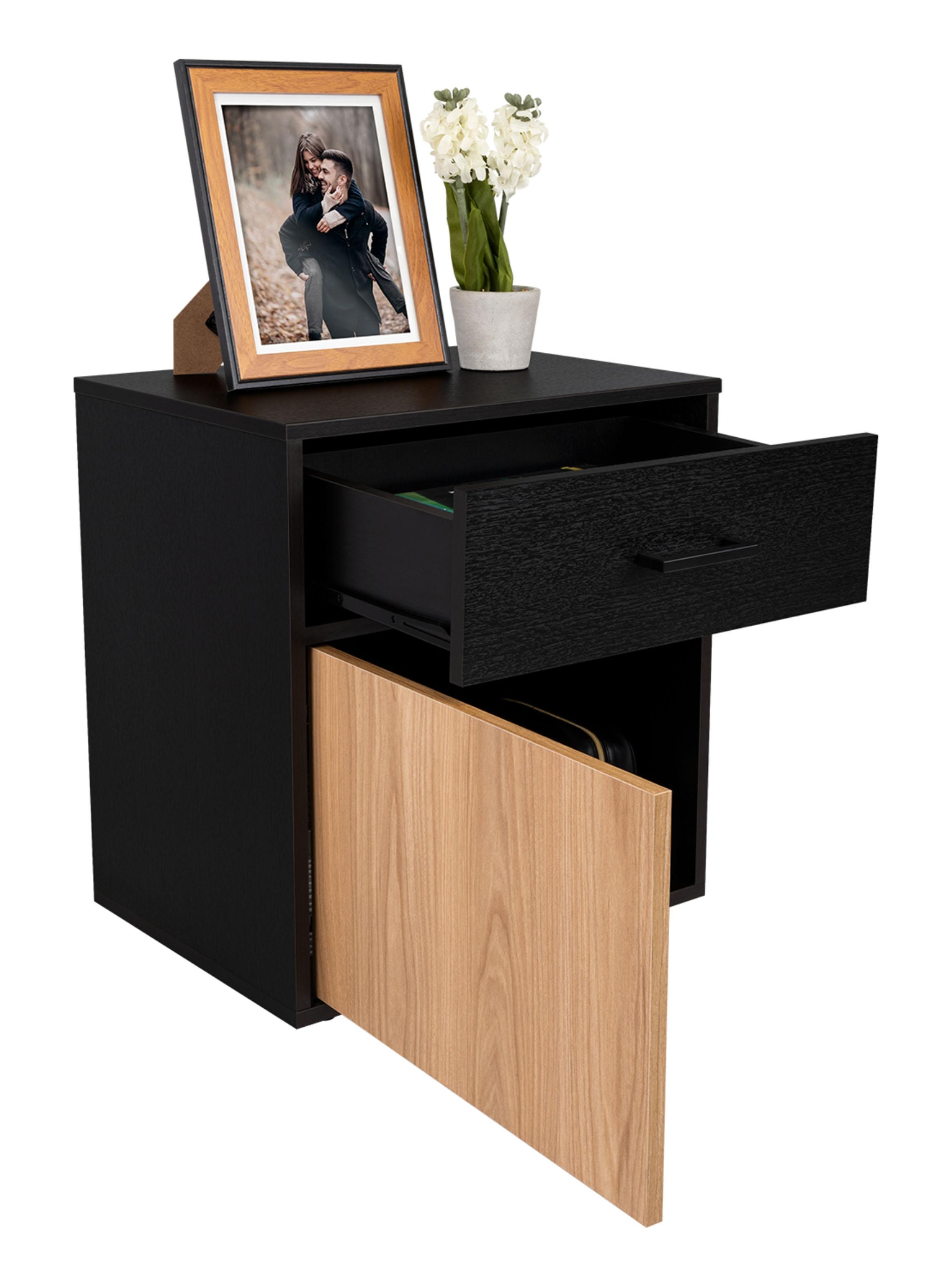 Velador 1 Puerta 1 Cajón Grayson Wengue y Fresno-2