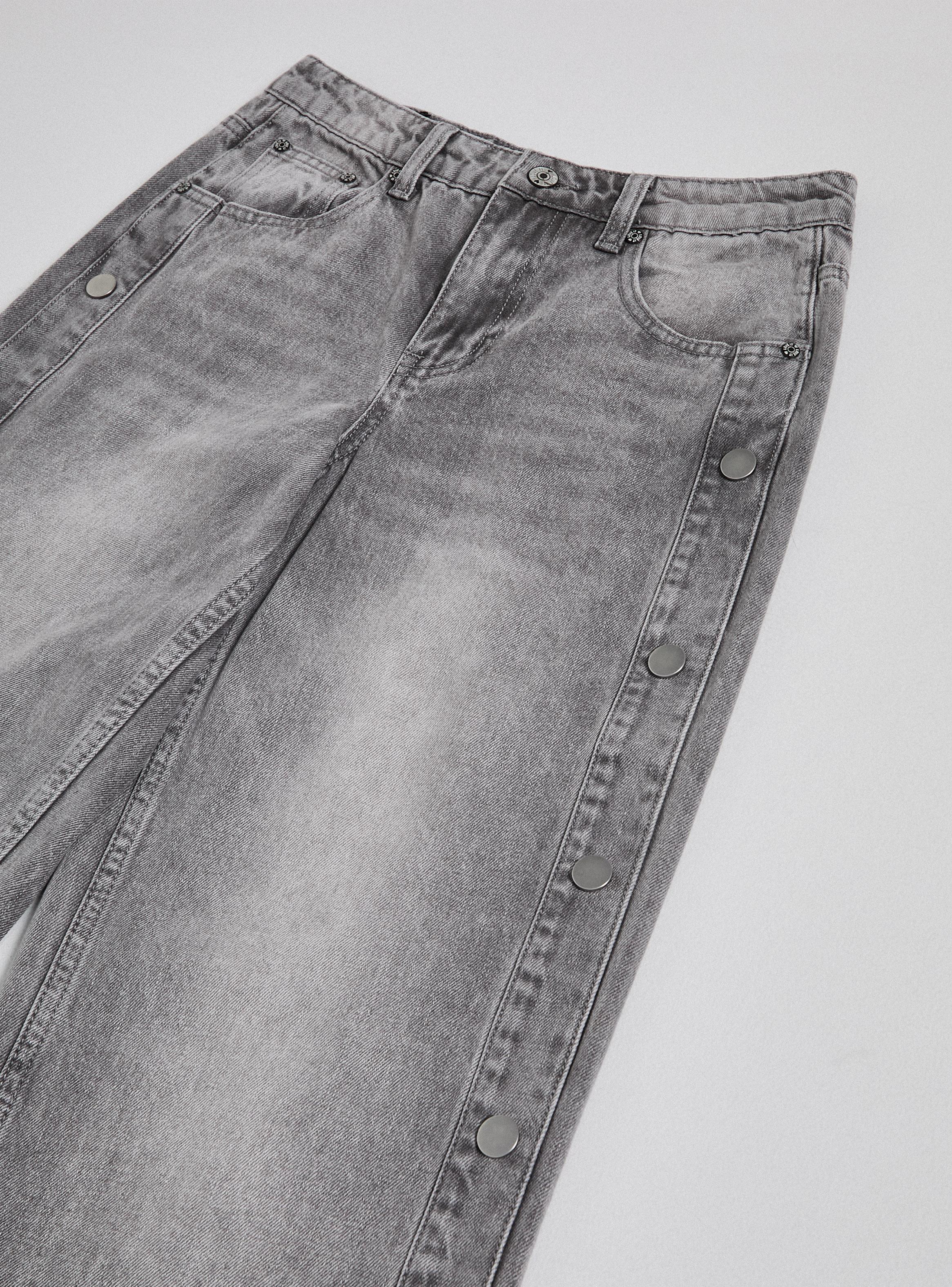 Jeans Denim con Botones Laterales-3