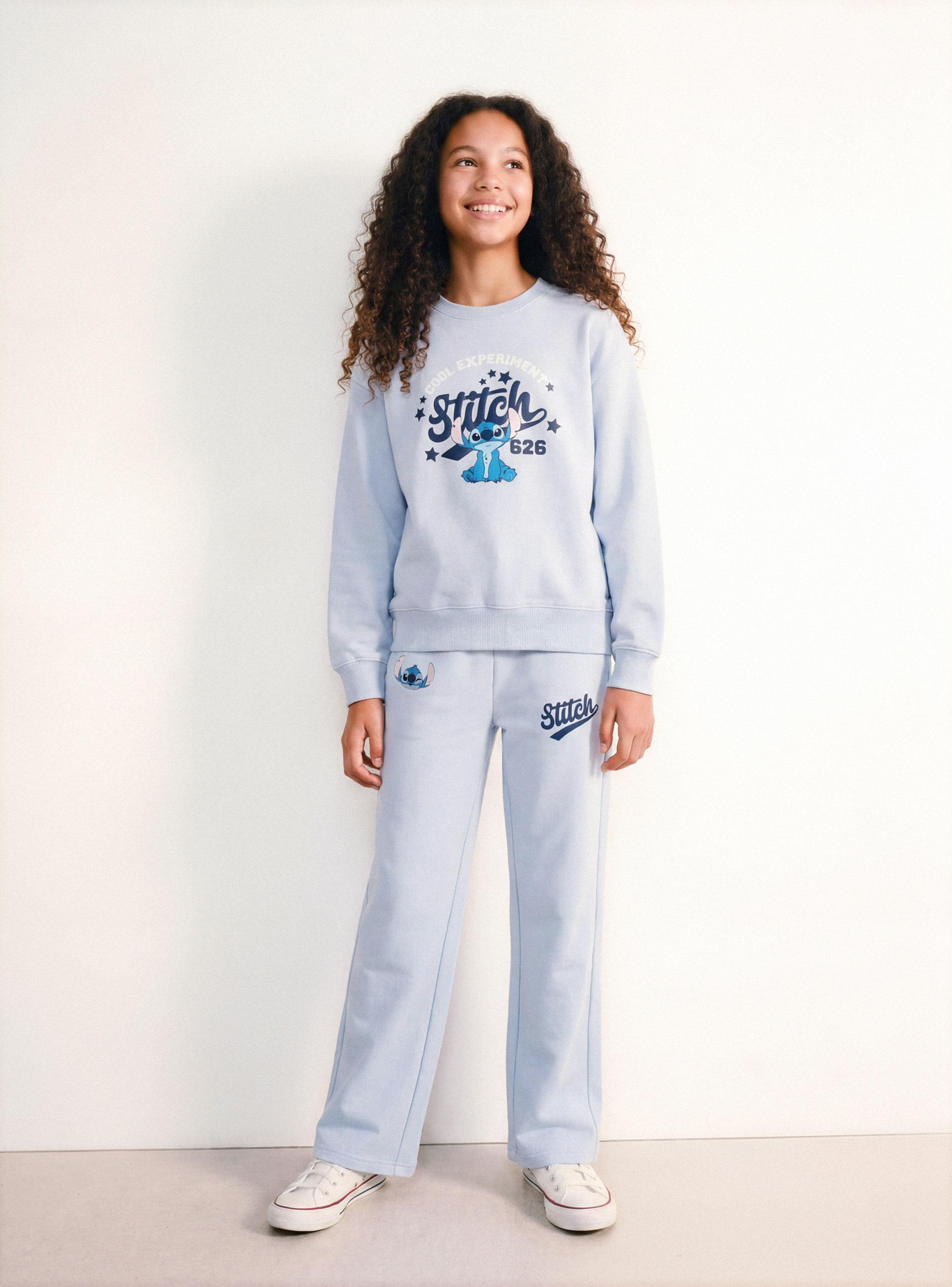 Pantalón de Buzo Estampado Stitch Niña-0