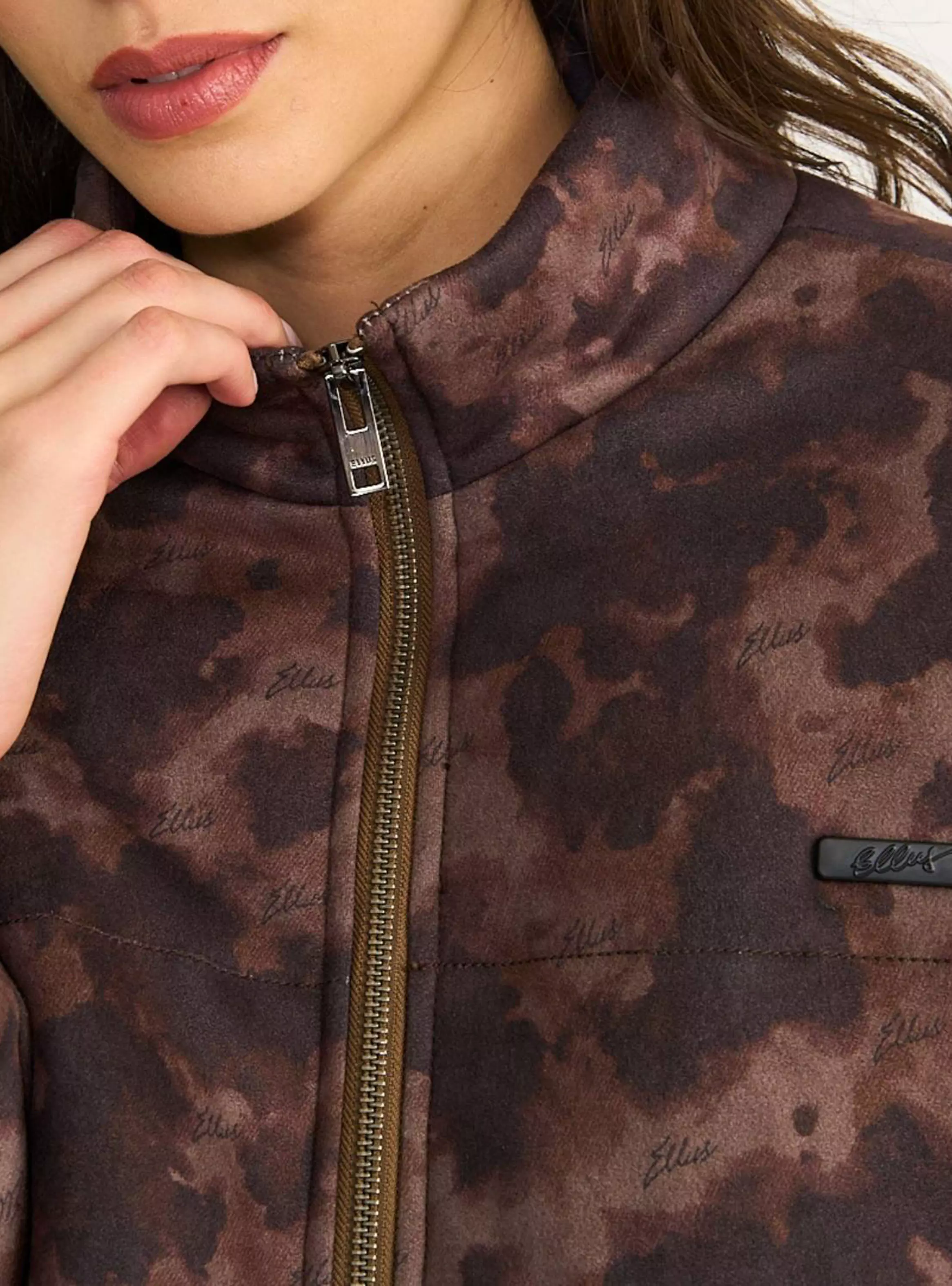 Chaqueta Puffa Bomber Suede Animal Print Cow Espresso-3