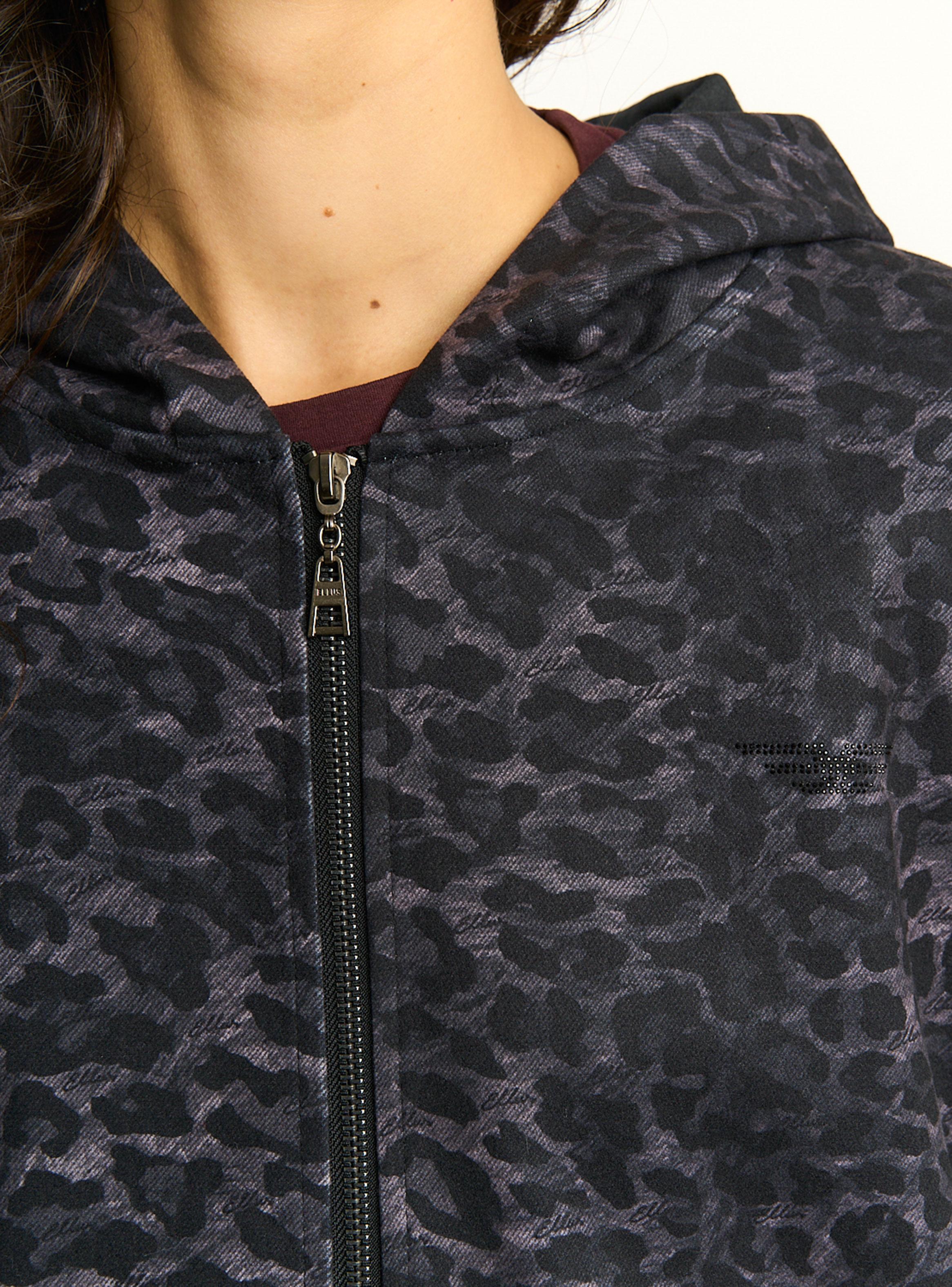 Polerón Timeless Capucha Full Zipper Animal Print Strass-3