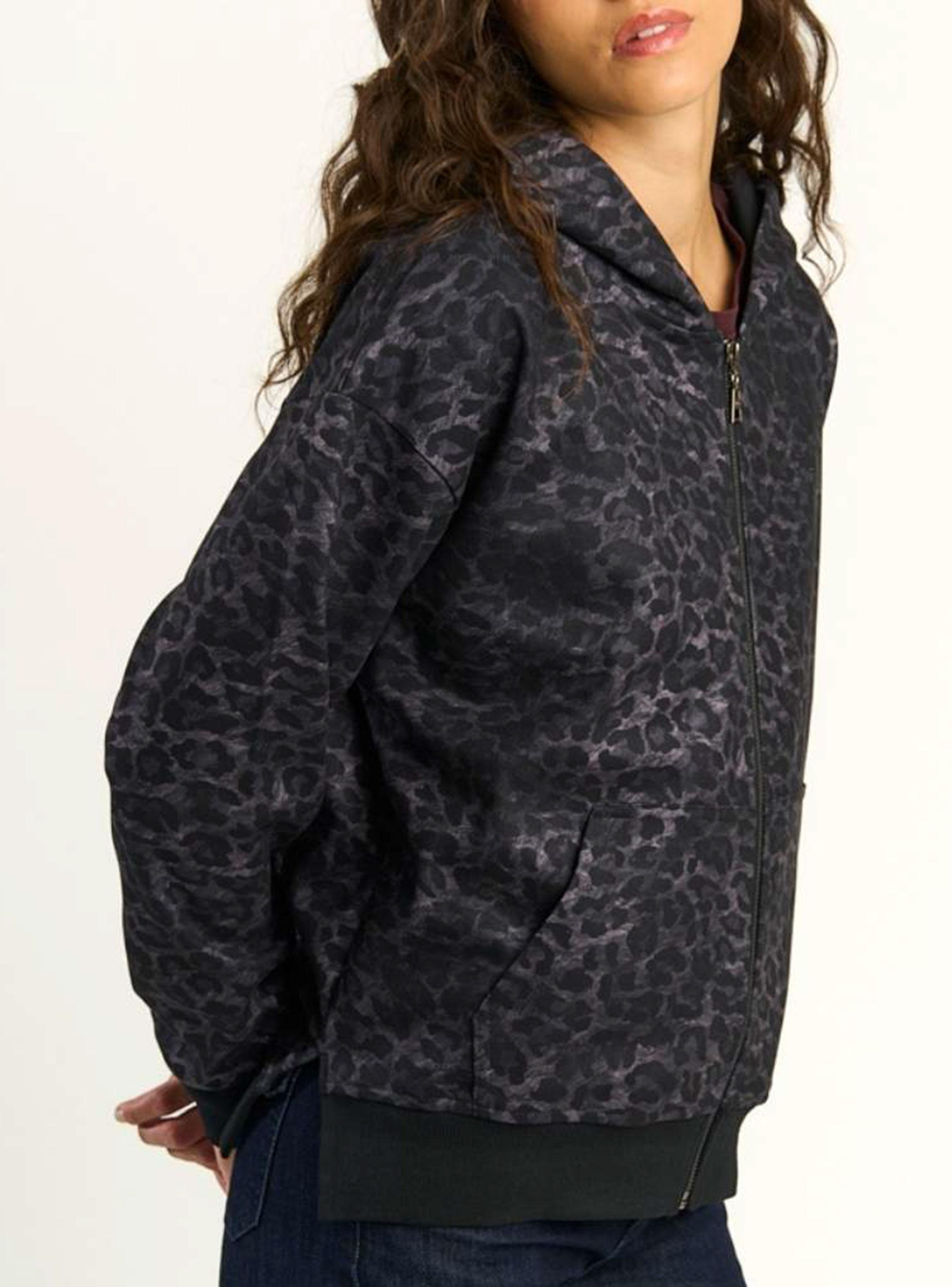 Polerón Timeless Capucha Full Zipper Animal Print Strass-2