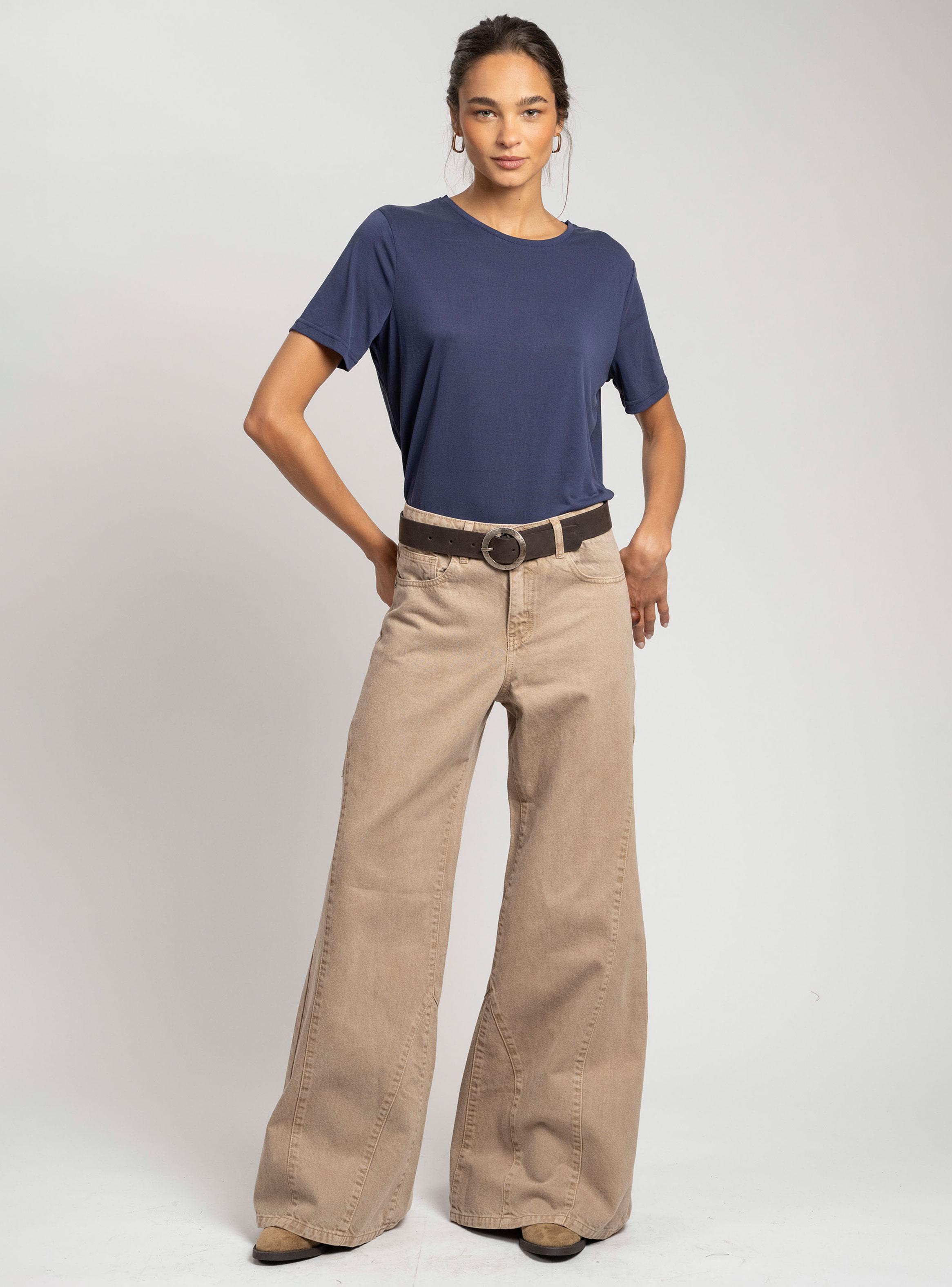 Jeans Tiro Medio Wide Leg Bernarda Beige-3