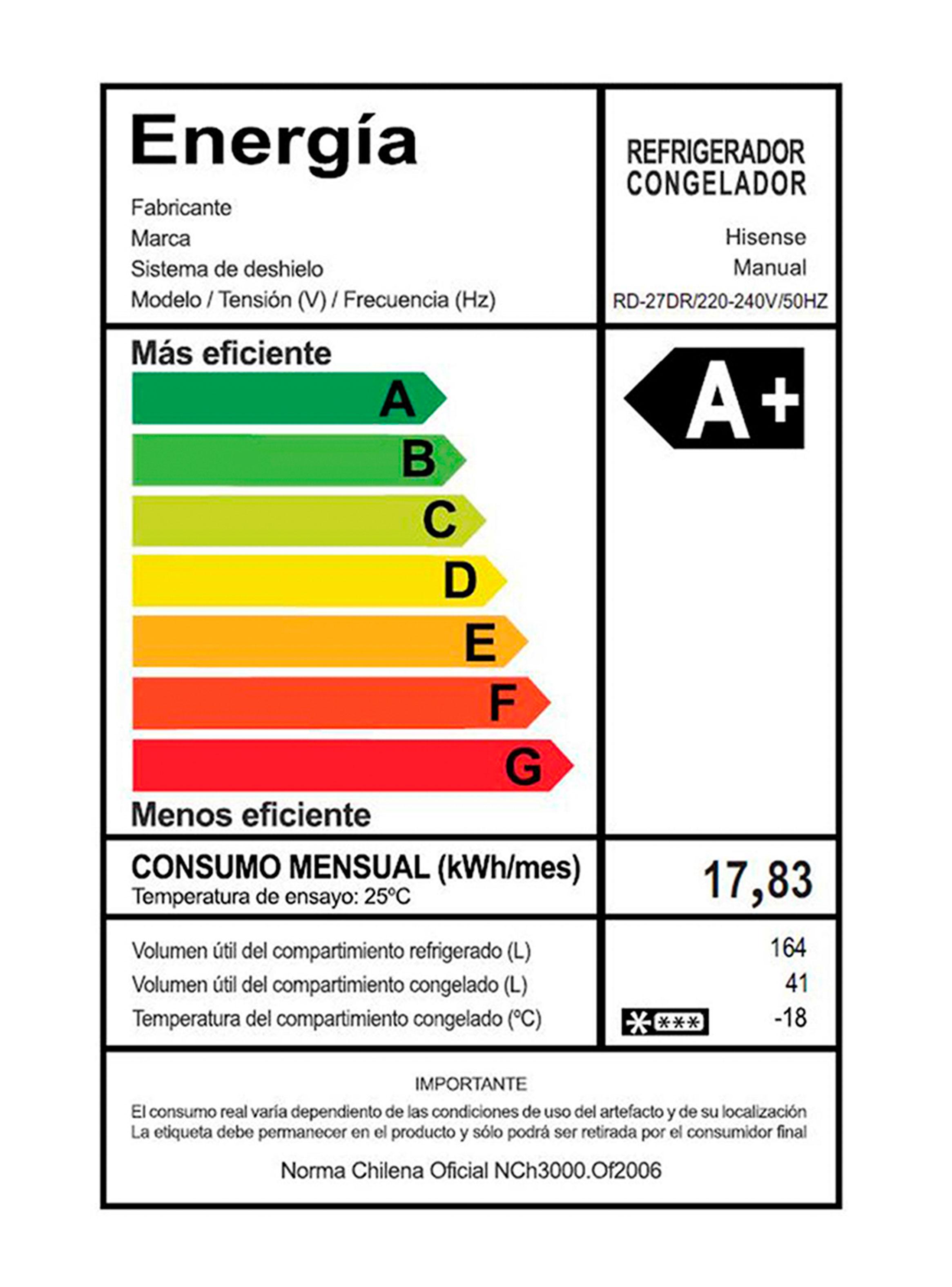 Refrigerador Top Mount Frío Directo 205 Litros RD-27DR-10
