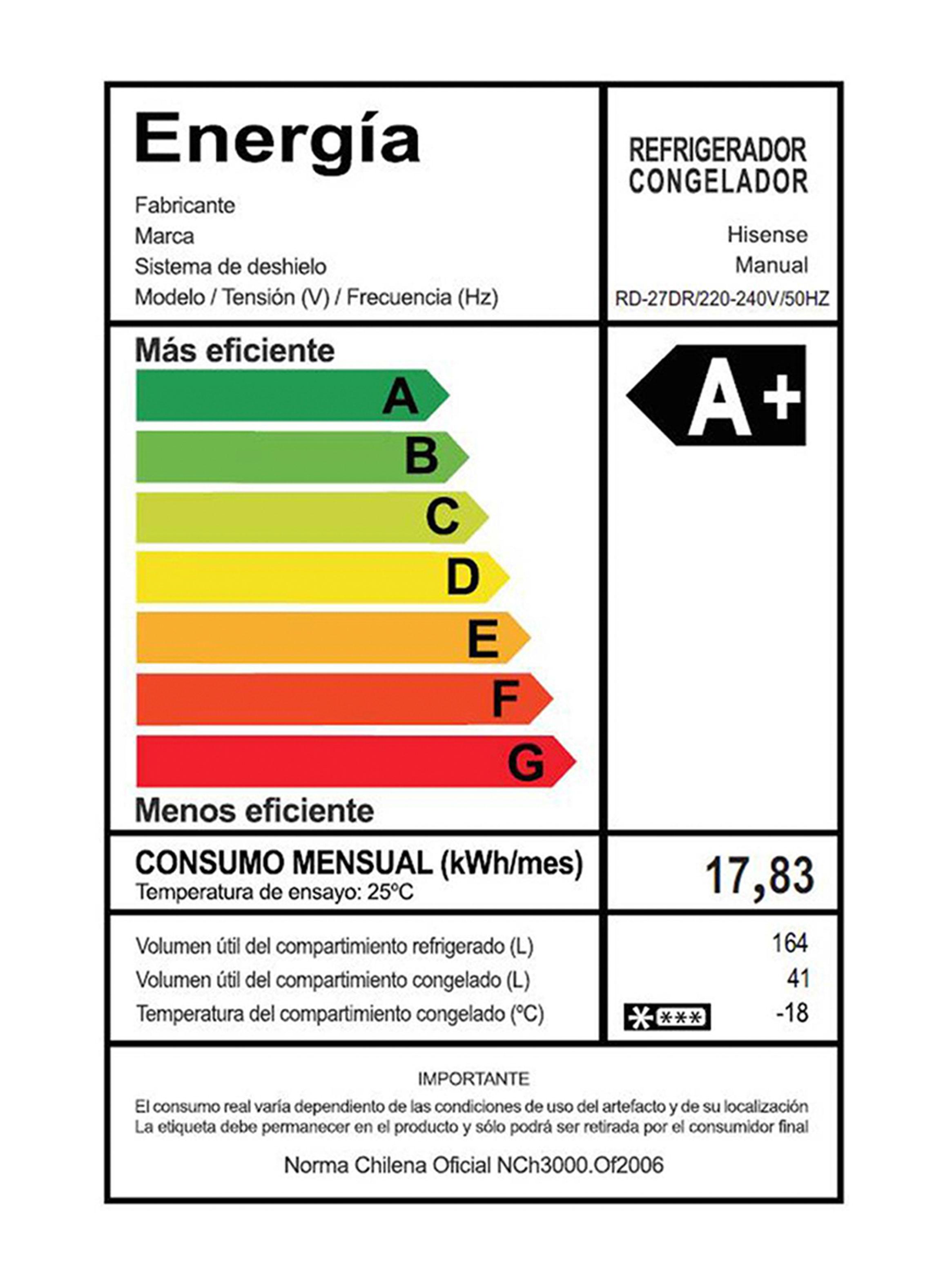 Refrigerador Top Mount Frío Directo 205 Litros RD-27DR-10