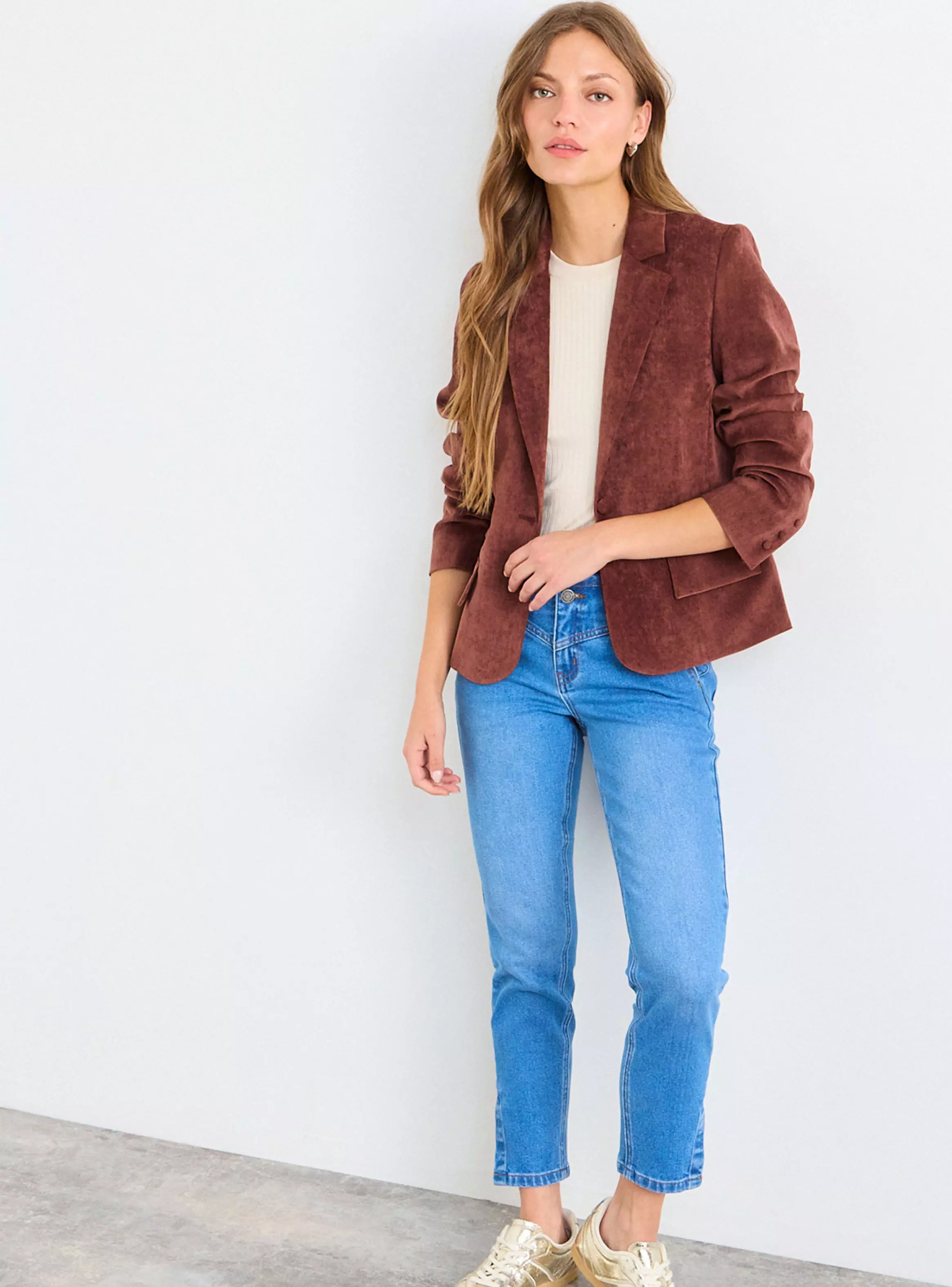 Blazer Liso Botón Regular Textura-3