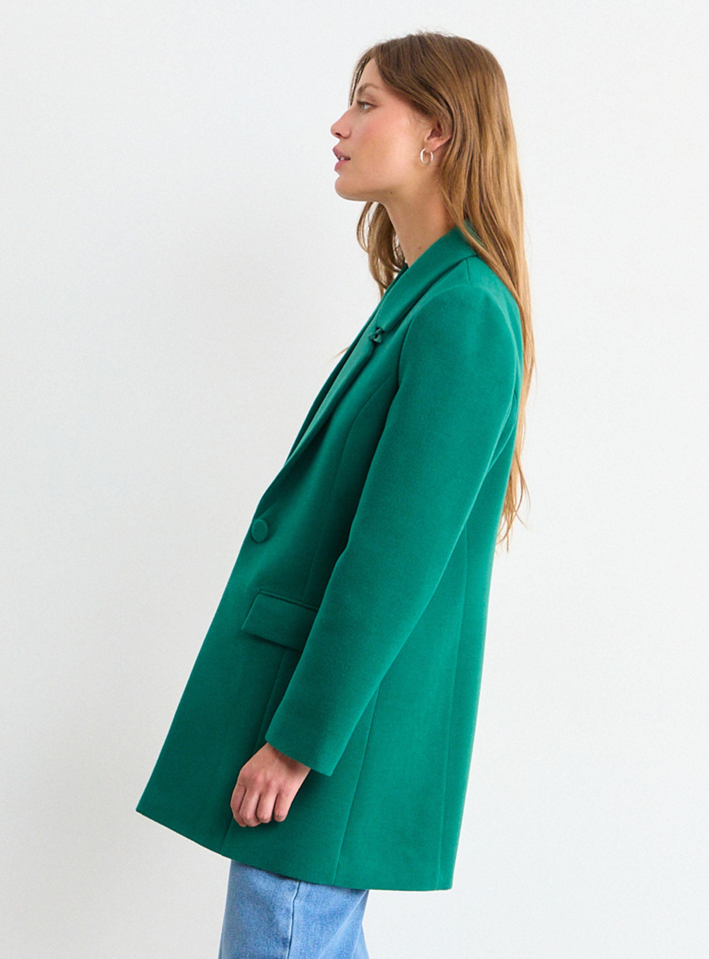 Abrigo Chaquetón Liso con Solapas Clásicas-2