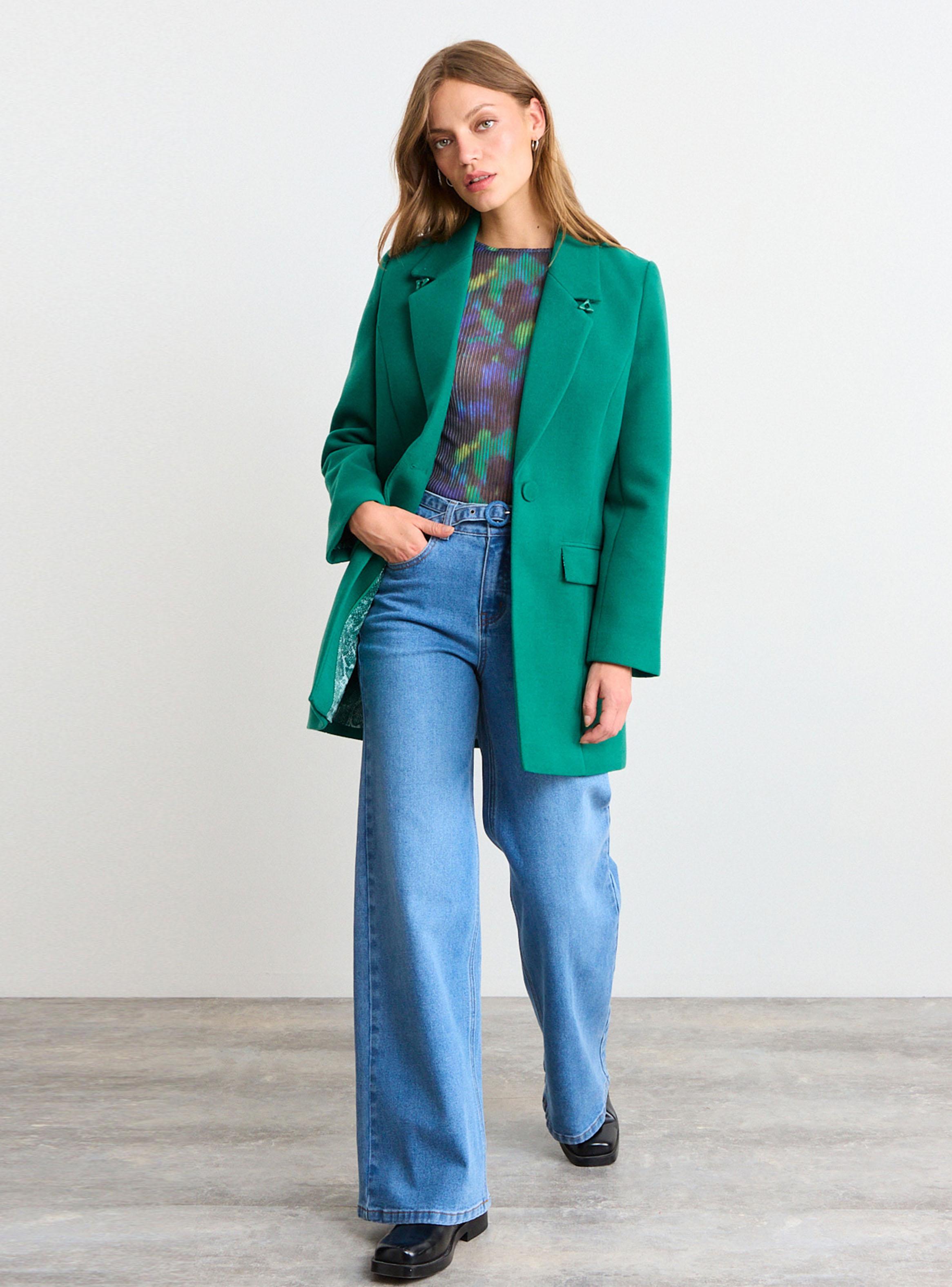 Abrigo Chaquetón Liso con Solapas Clásicas-4