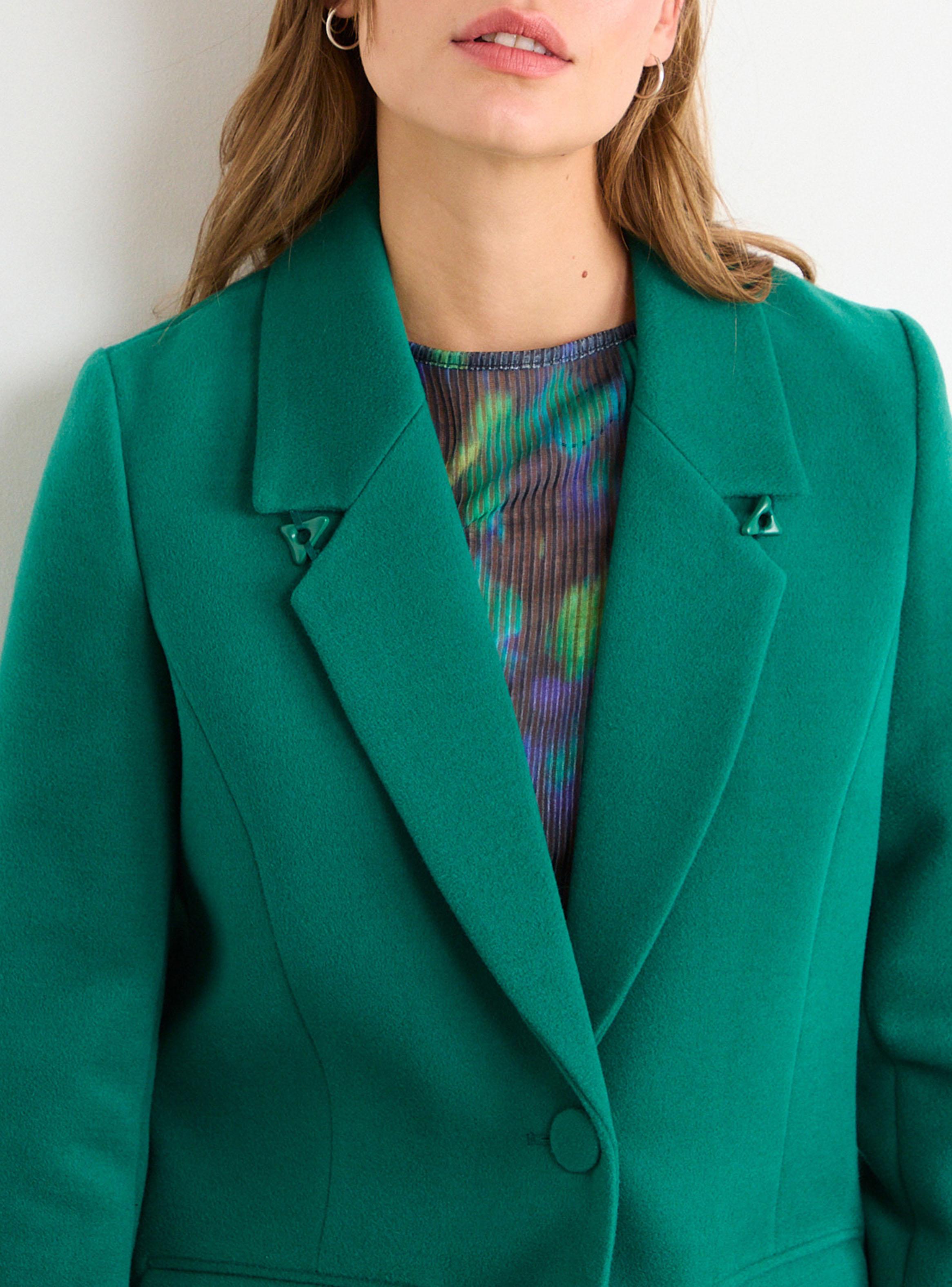 Abrigo Chaquetón Liso con Solapas Clásicas-3