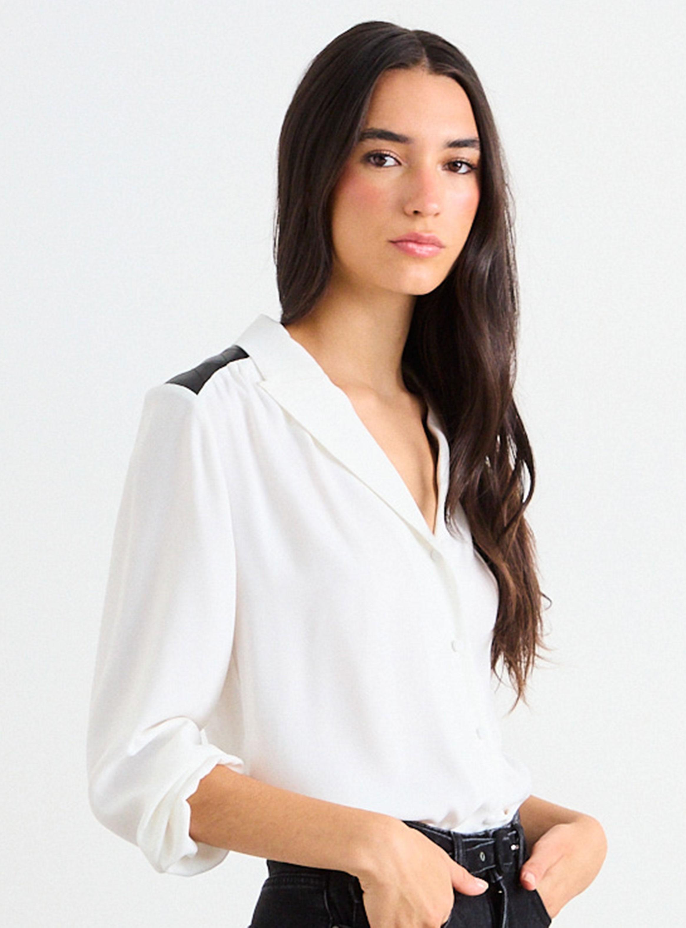 Blusa con Solapa Hombreras y Pu en Hombros-2