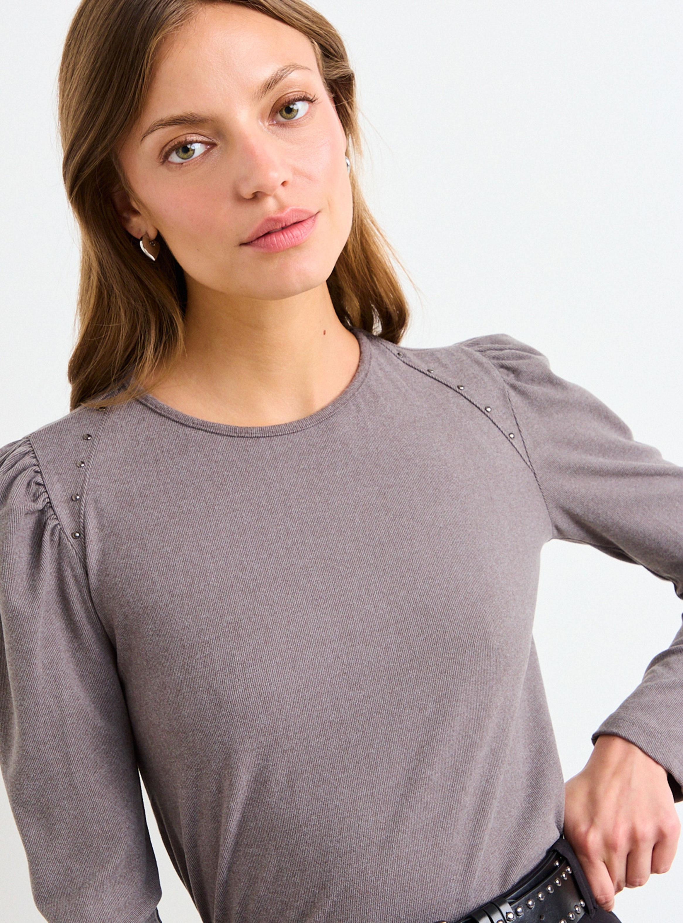 Polera Lisa de Escote Redondo Regular Manga Larga-3