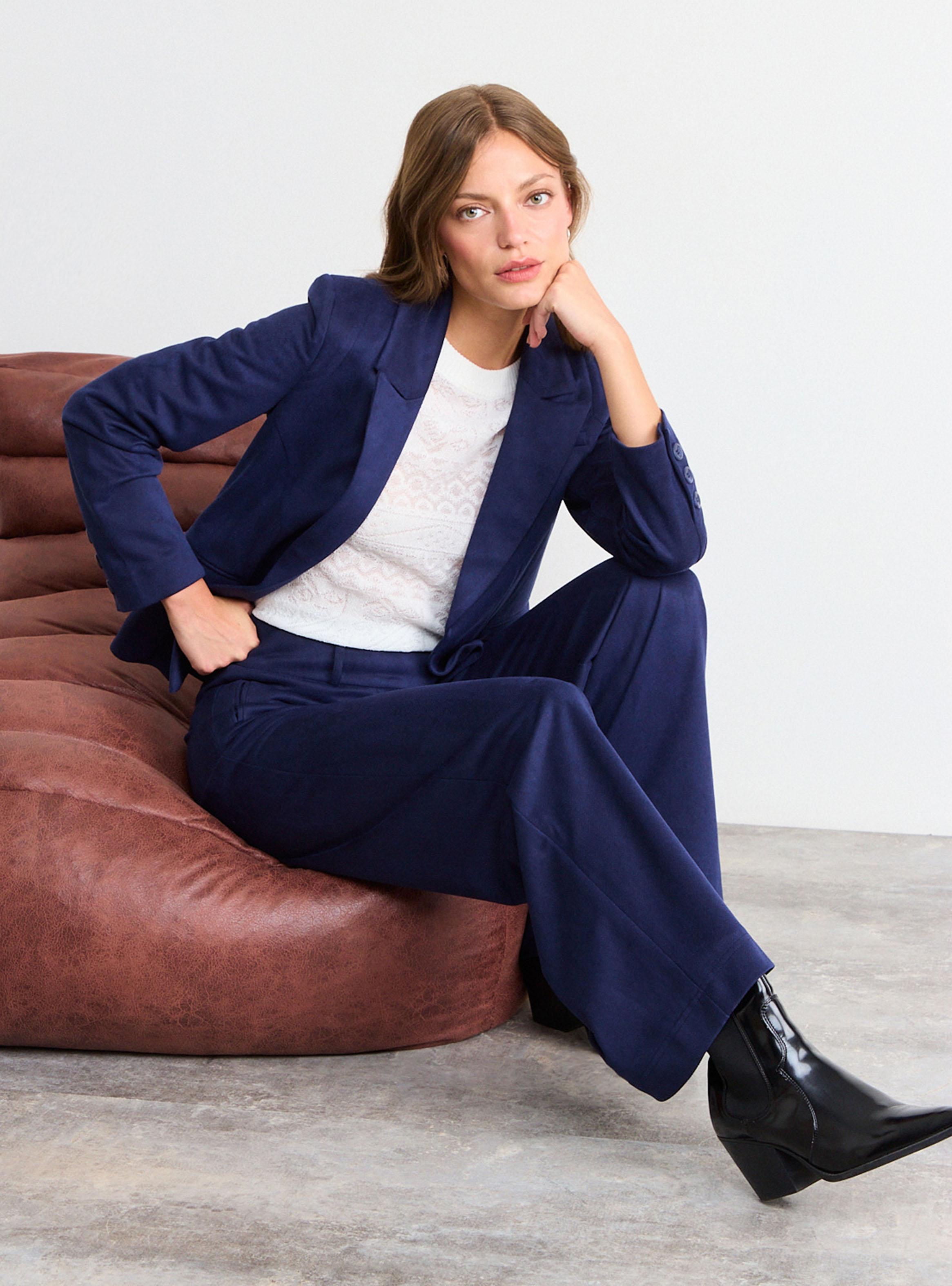 Blazer Liso Botón Regular Solapa Navy-4