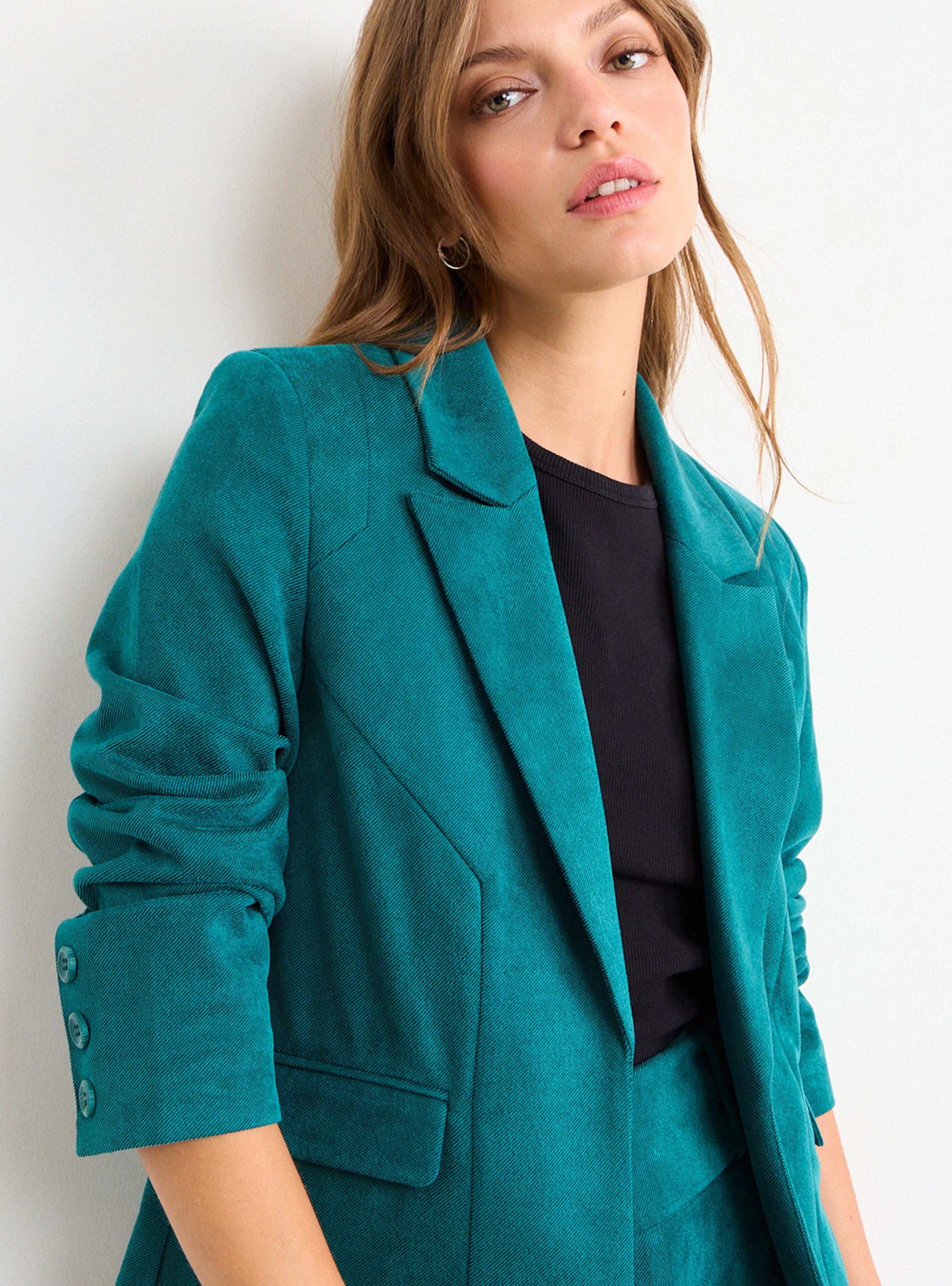 Blazer Liso Botón Regular Solapa Color-3