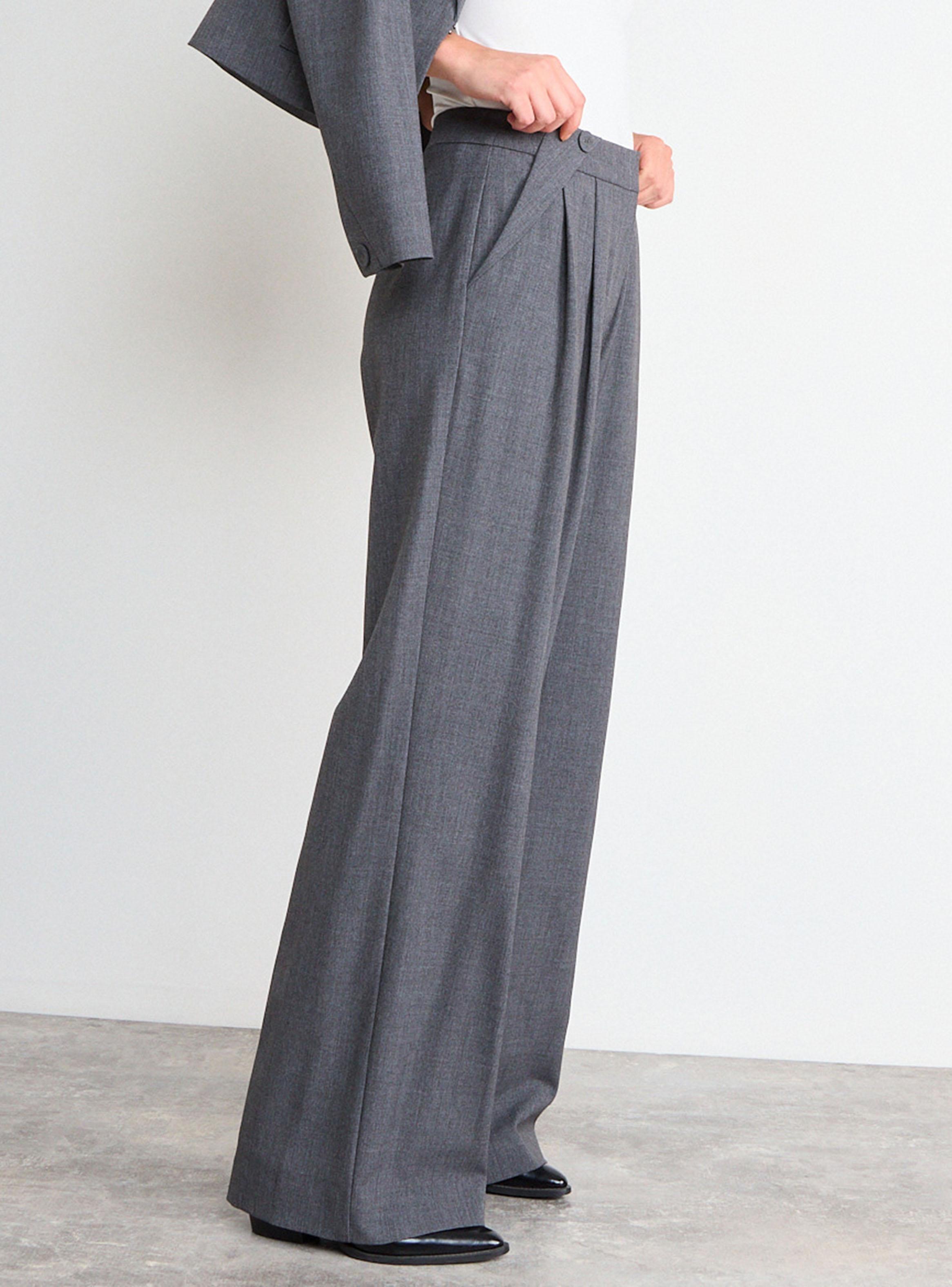 Pantalón Liso Corte Alto Straight Fit-2