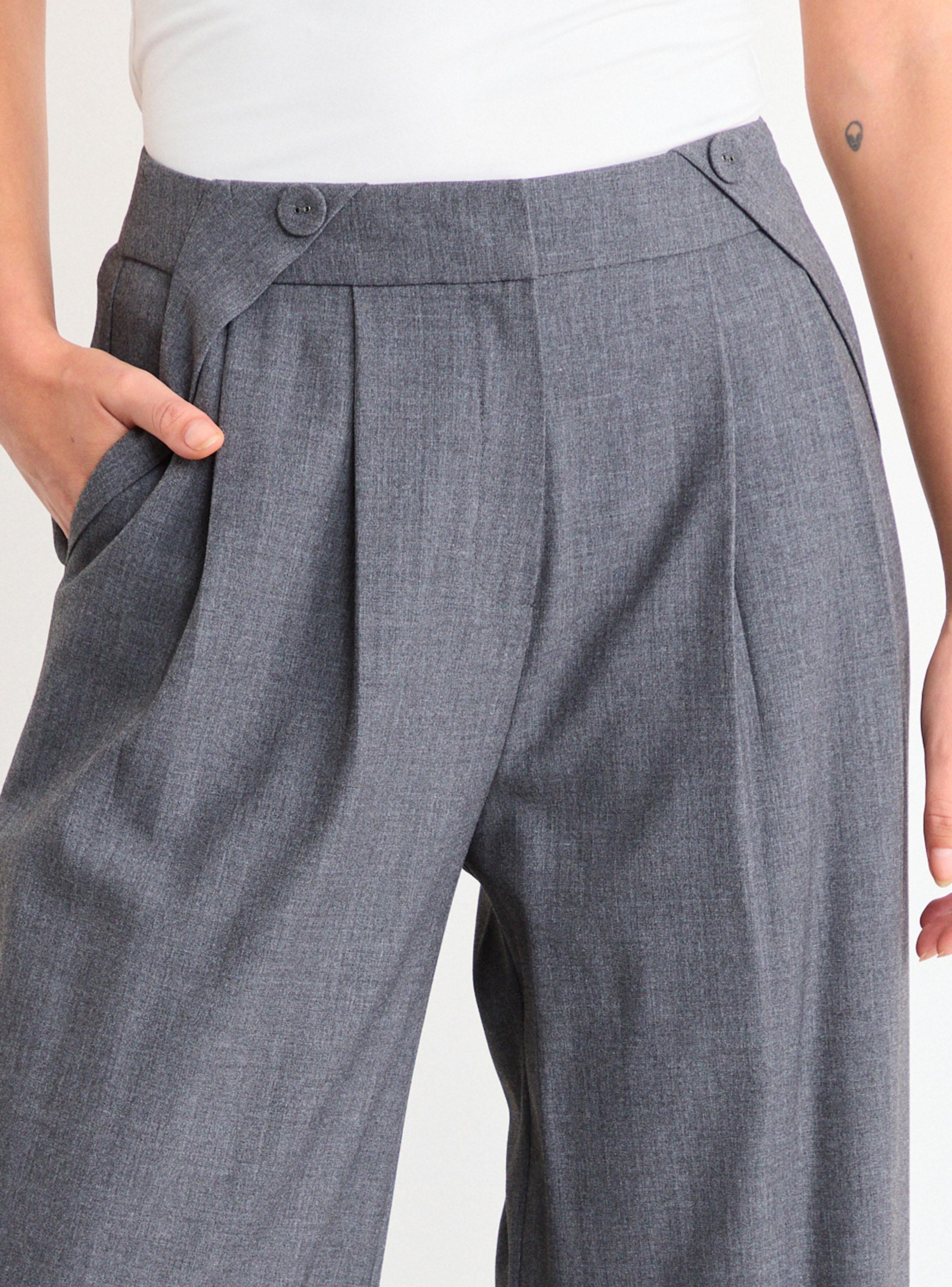 Pantalón Liso Corte Alto Straight Fit-3