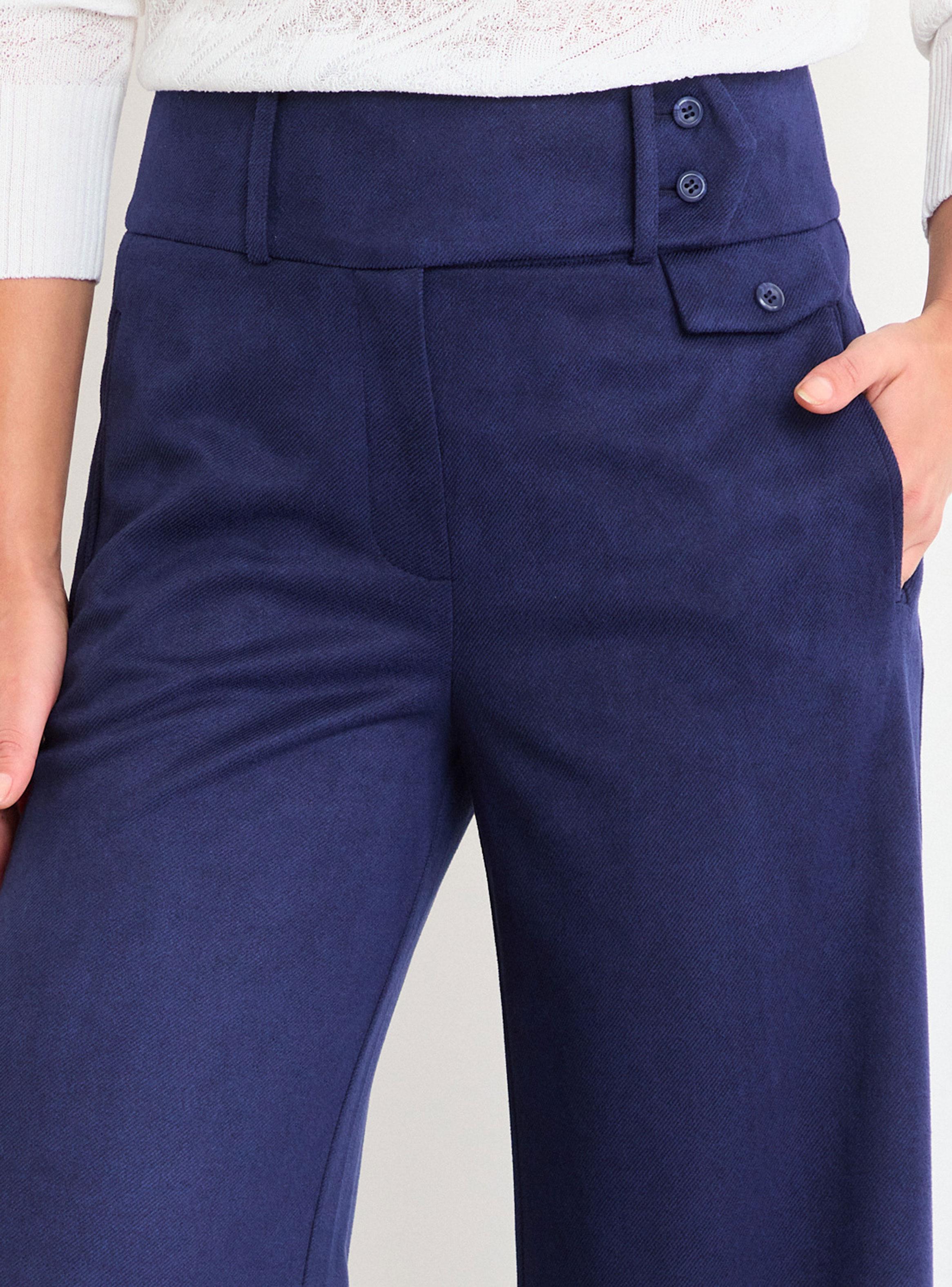 Pantalón Liso Cierre Wide Leg Tiro Medio-3