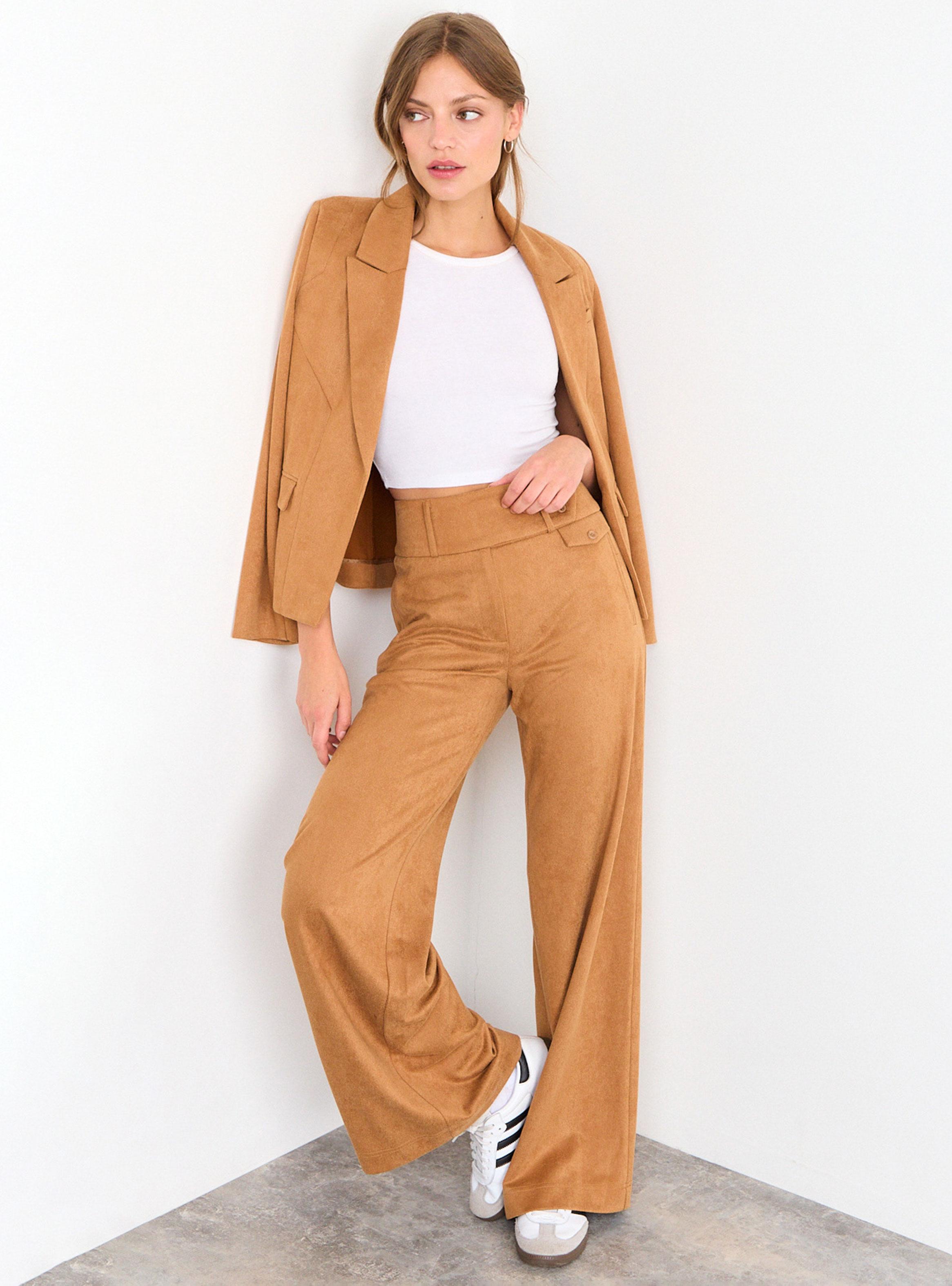 Pantalón Liso Cierre Wide Leg Tiro Medio Color-4