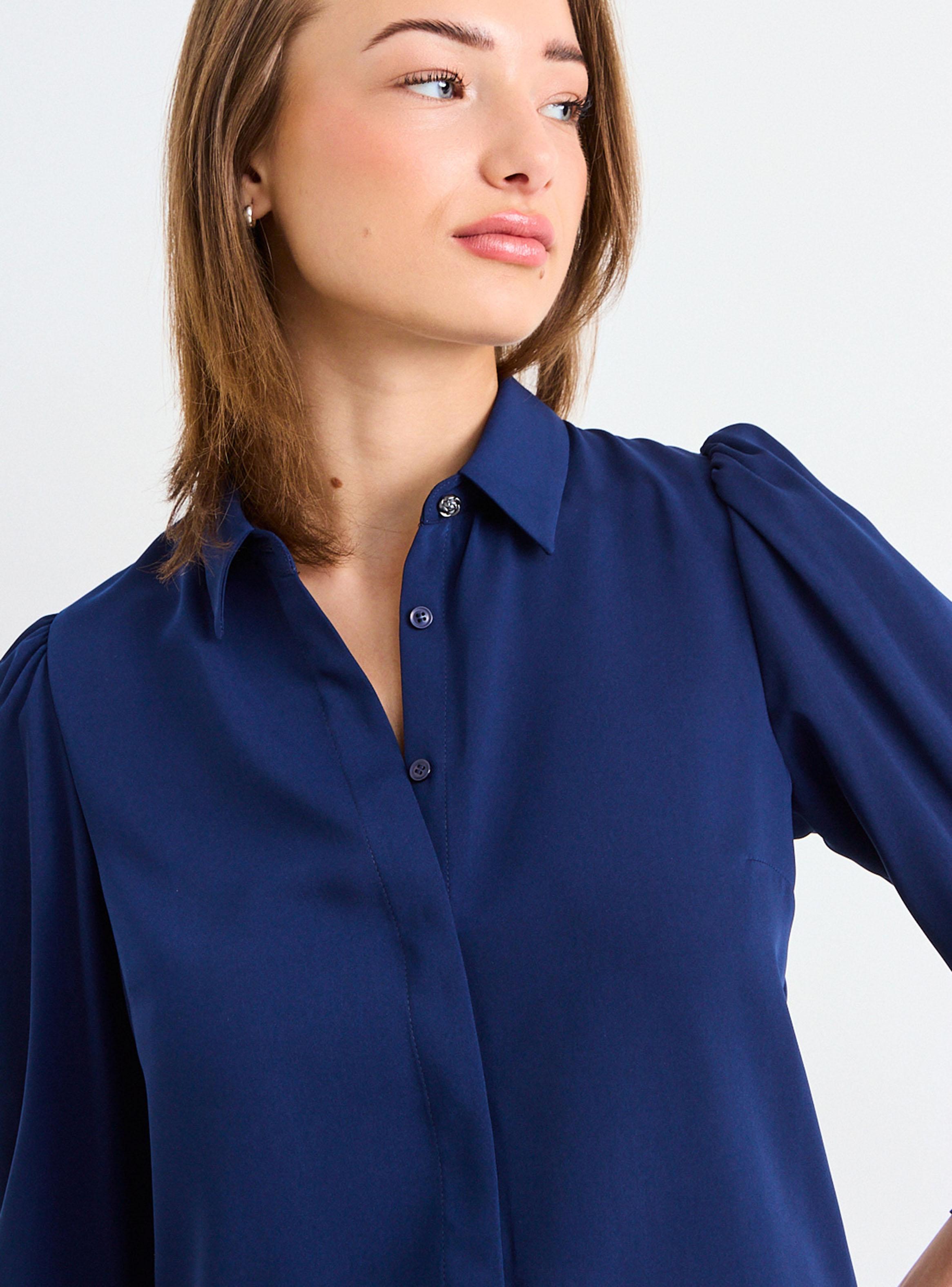 Blusa Camisera Básica Botón con Detalle en Puños-3