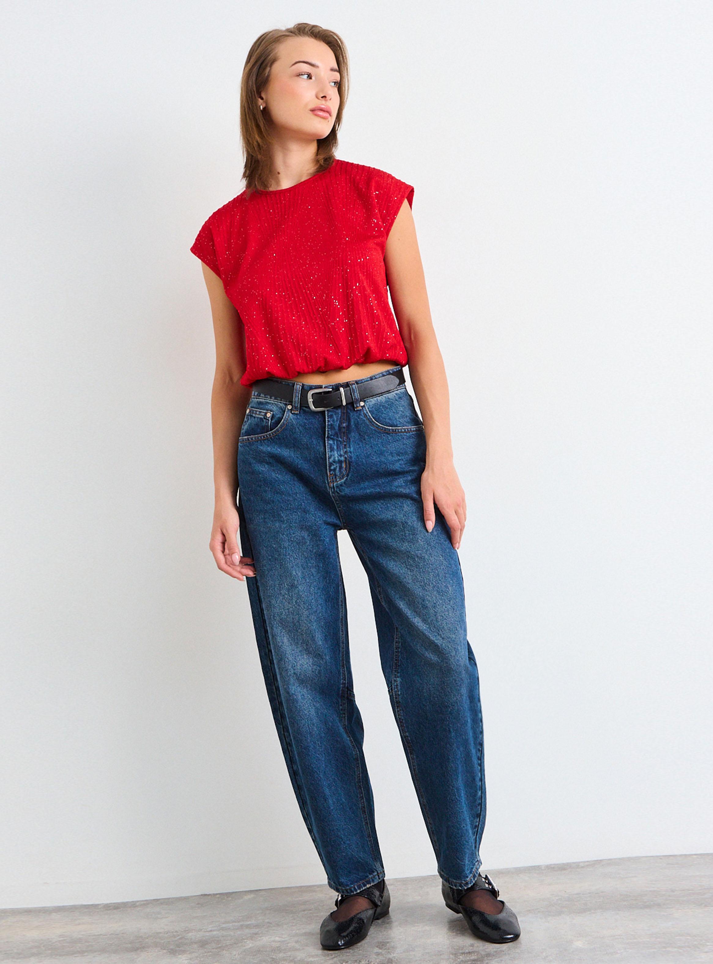 Polera sin Mangas Pretina con Elástico Tela Texturada-4