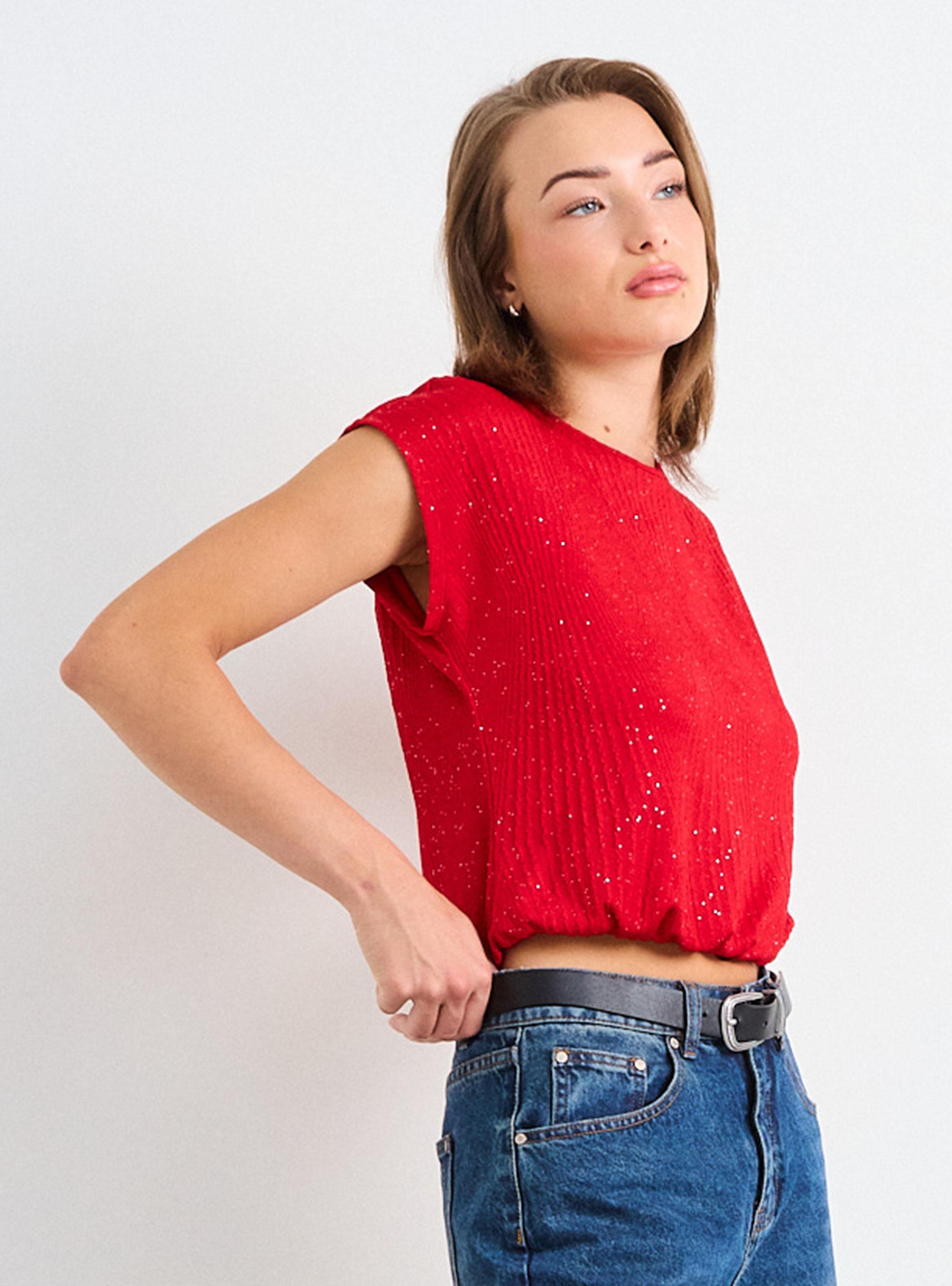 Polera sin Mangas Pretina con Elástico Tela Texturada-2