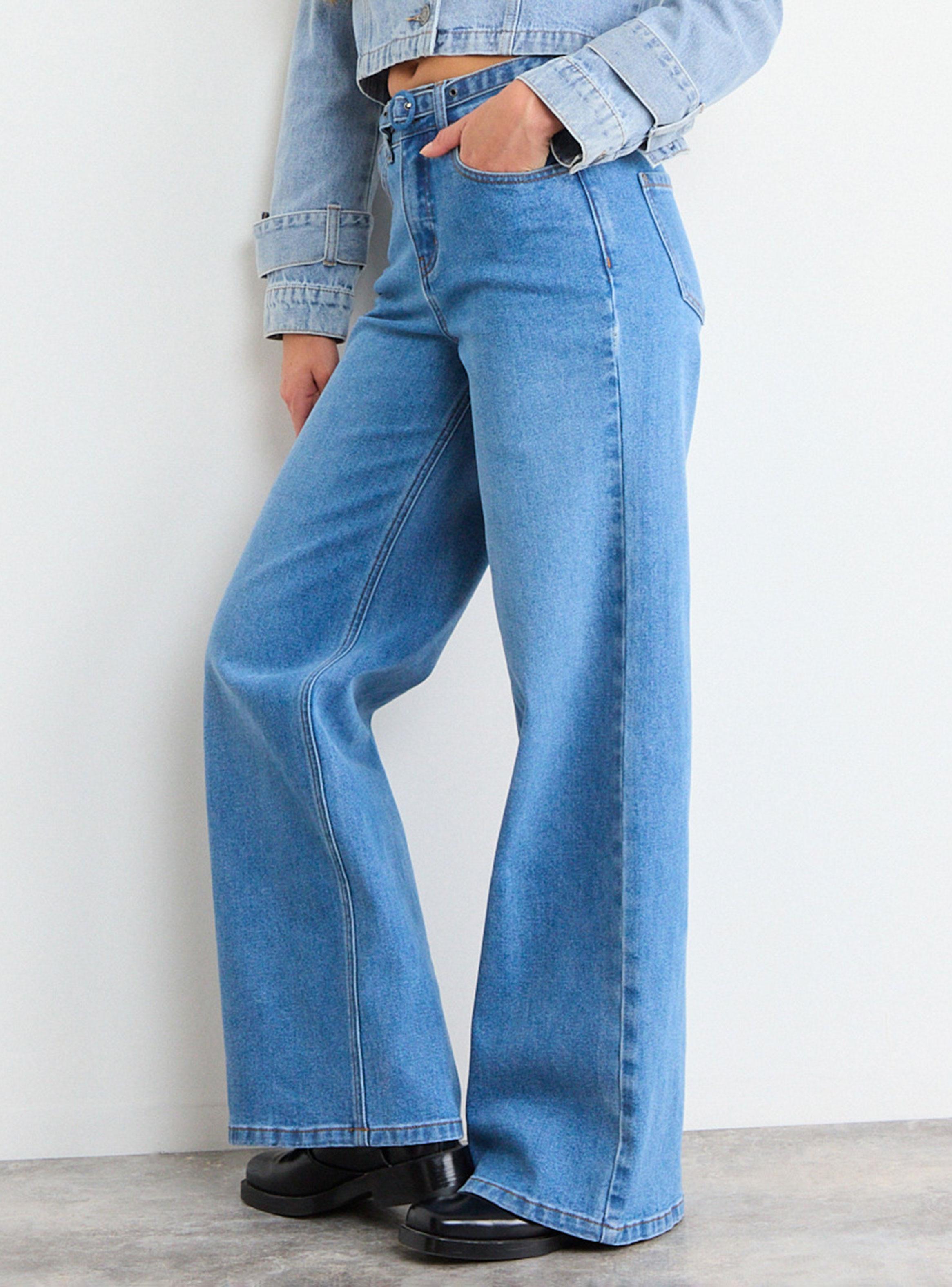 Jeans Liso Wide Leg Claro-2