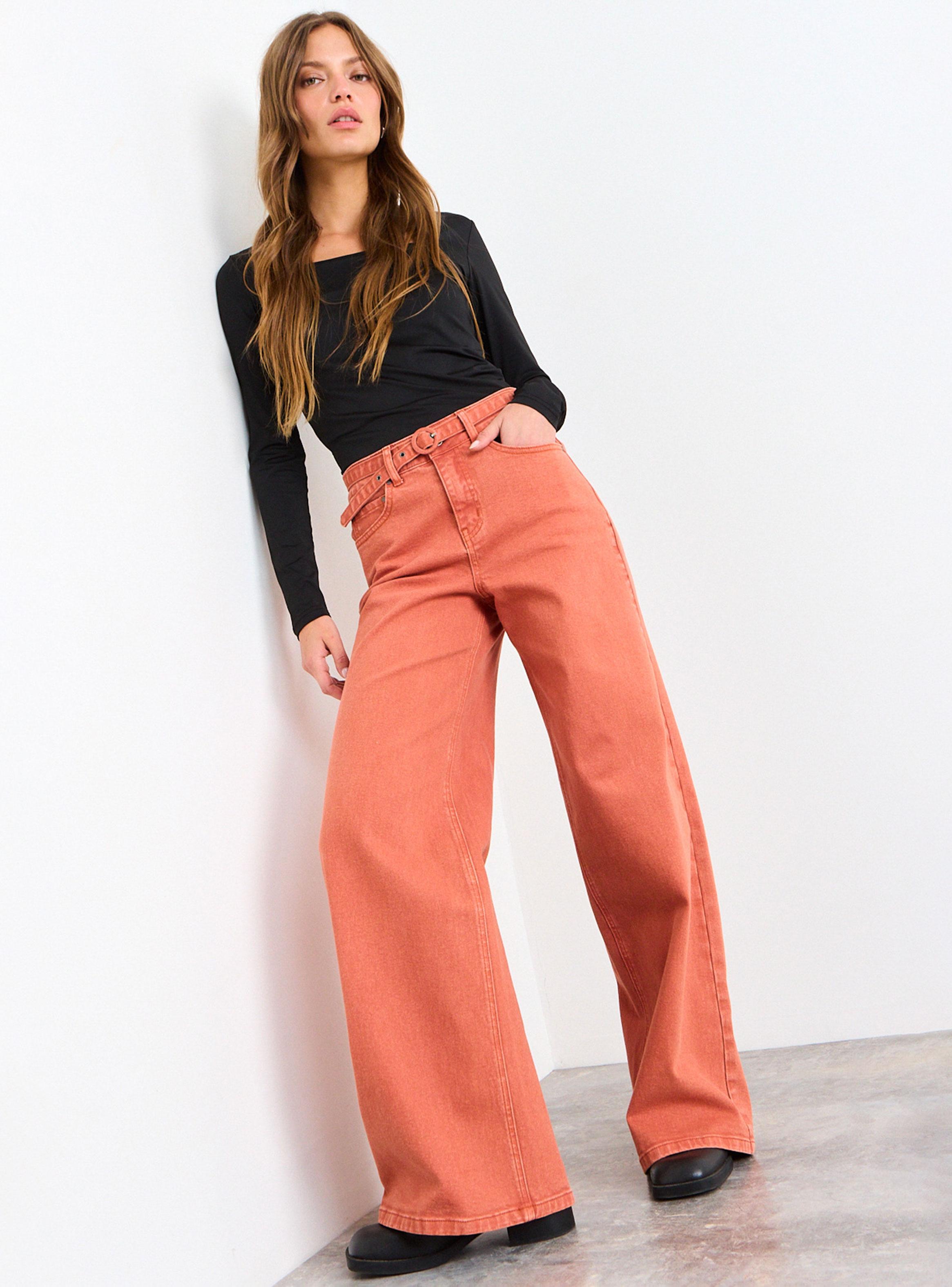 Jeans Liso Wide Leg Medio Color-4