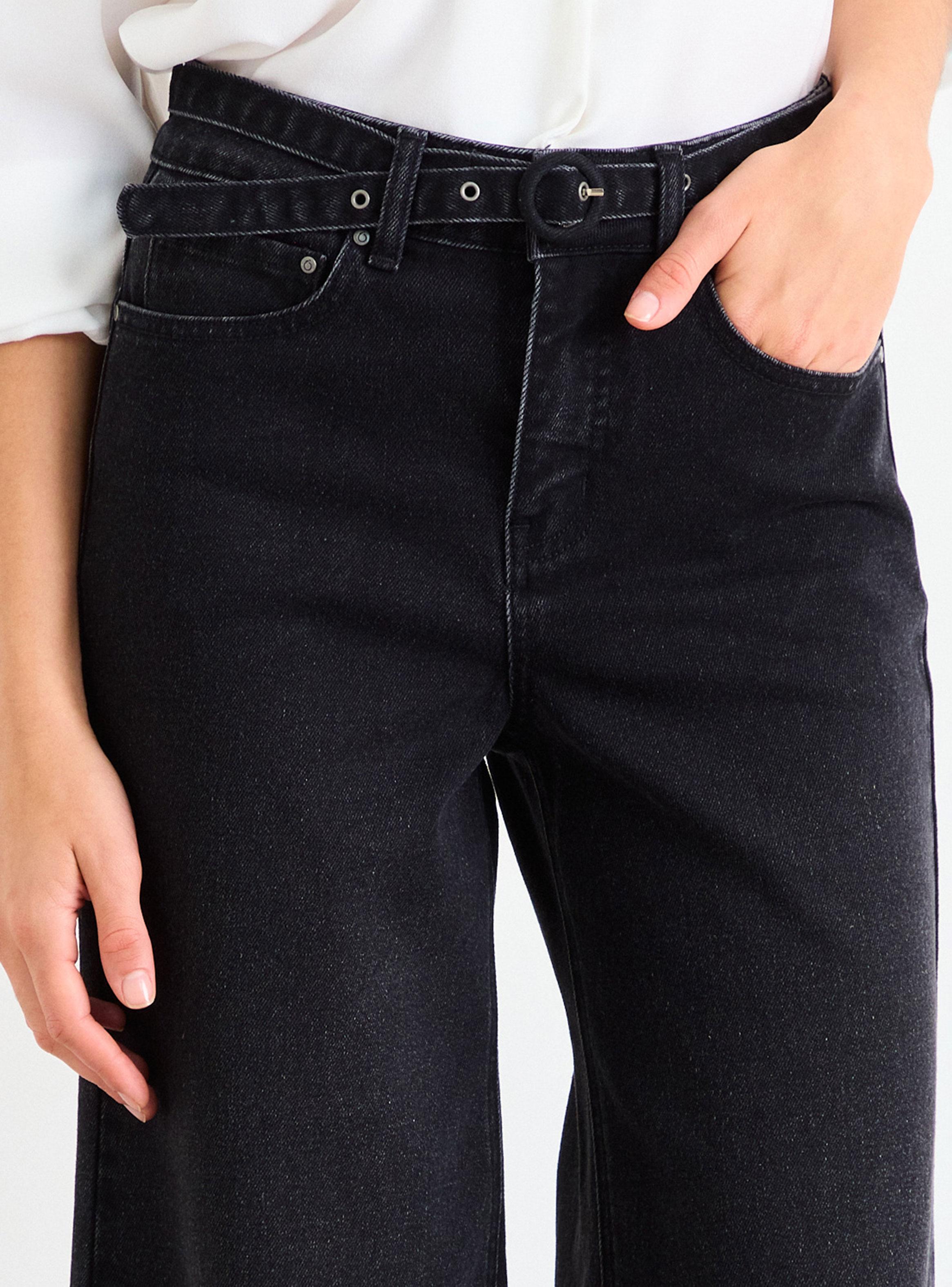 Jeans Liso Wide Leg de Tiro Medio-3