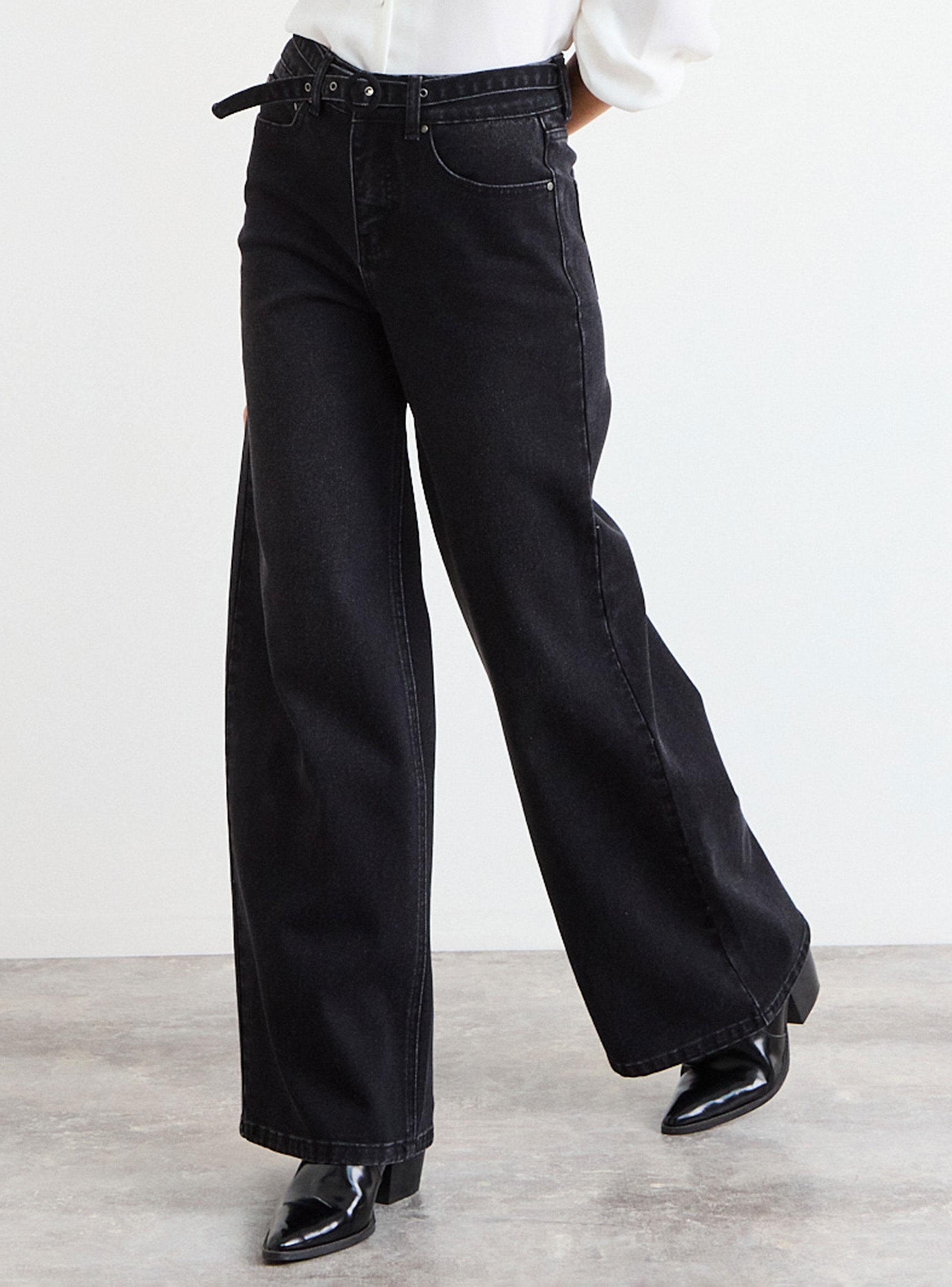 Jeans Liso Wide Leg de Tiro Medio-2