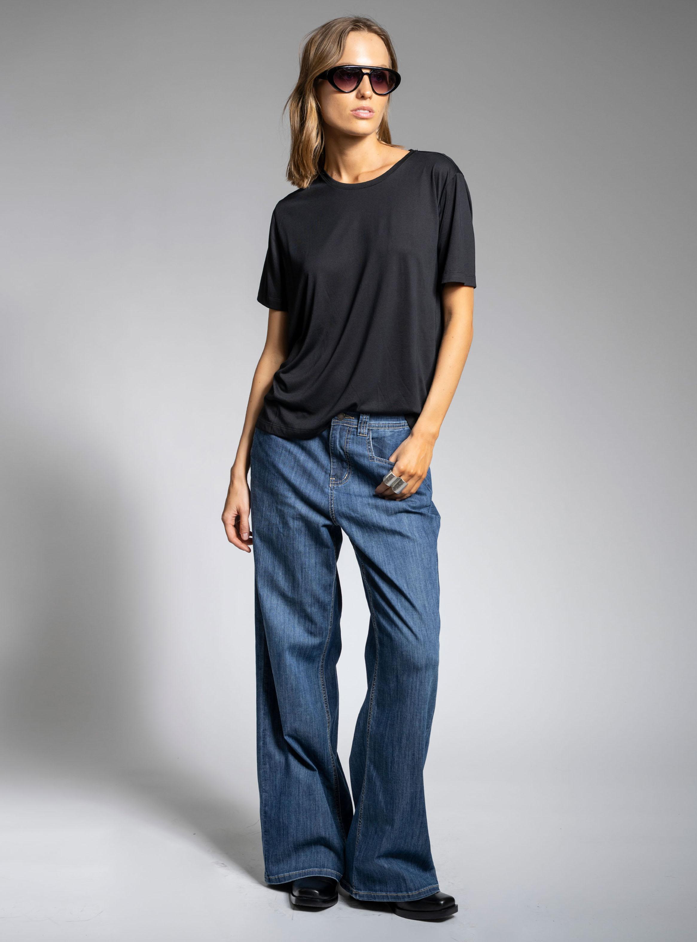 Jeans Wide Leg Tiro Medio Denim-2
