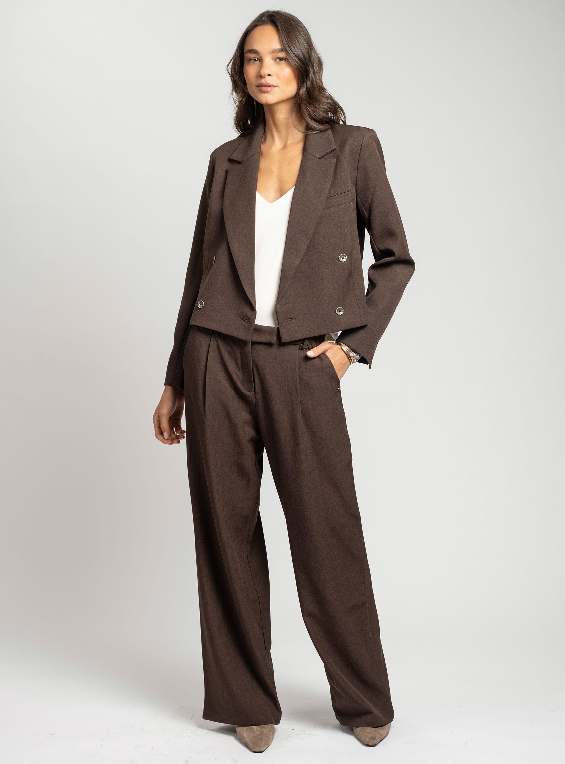 Pantalón Tiro Alto Sastrero Grace Café-3