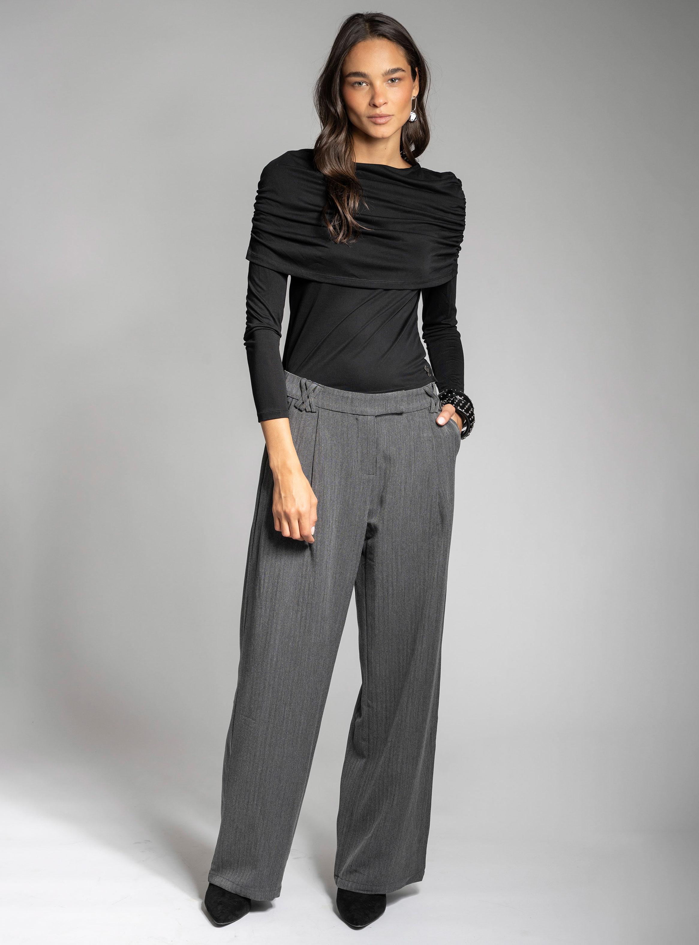 Pantalón Tiro Alto Sastrero Grace Gris-3