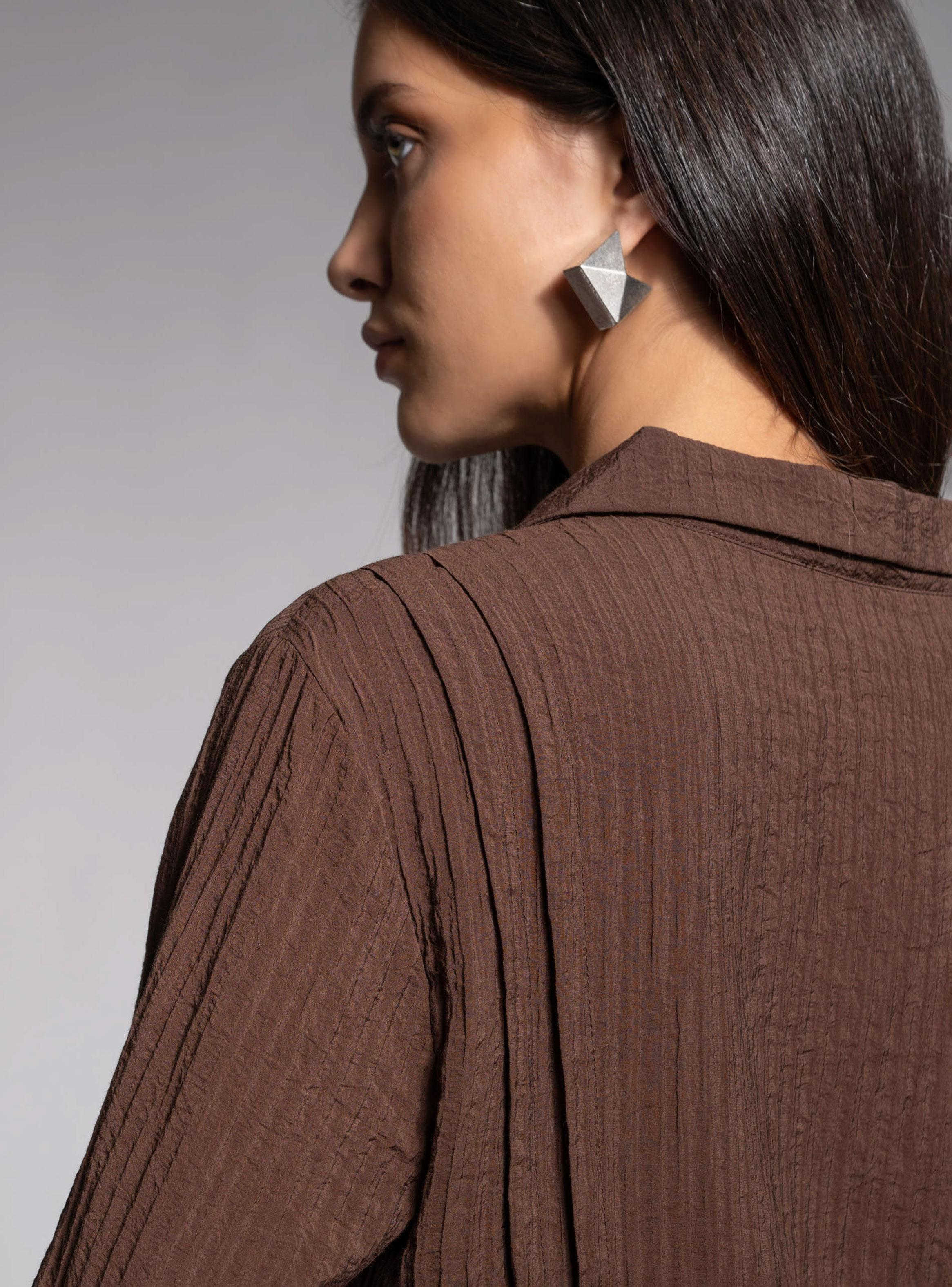 Blusa Alforzas Café-4