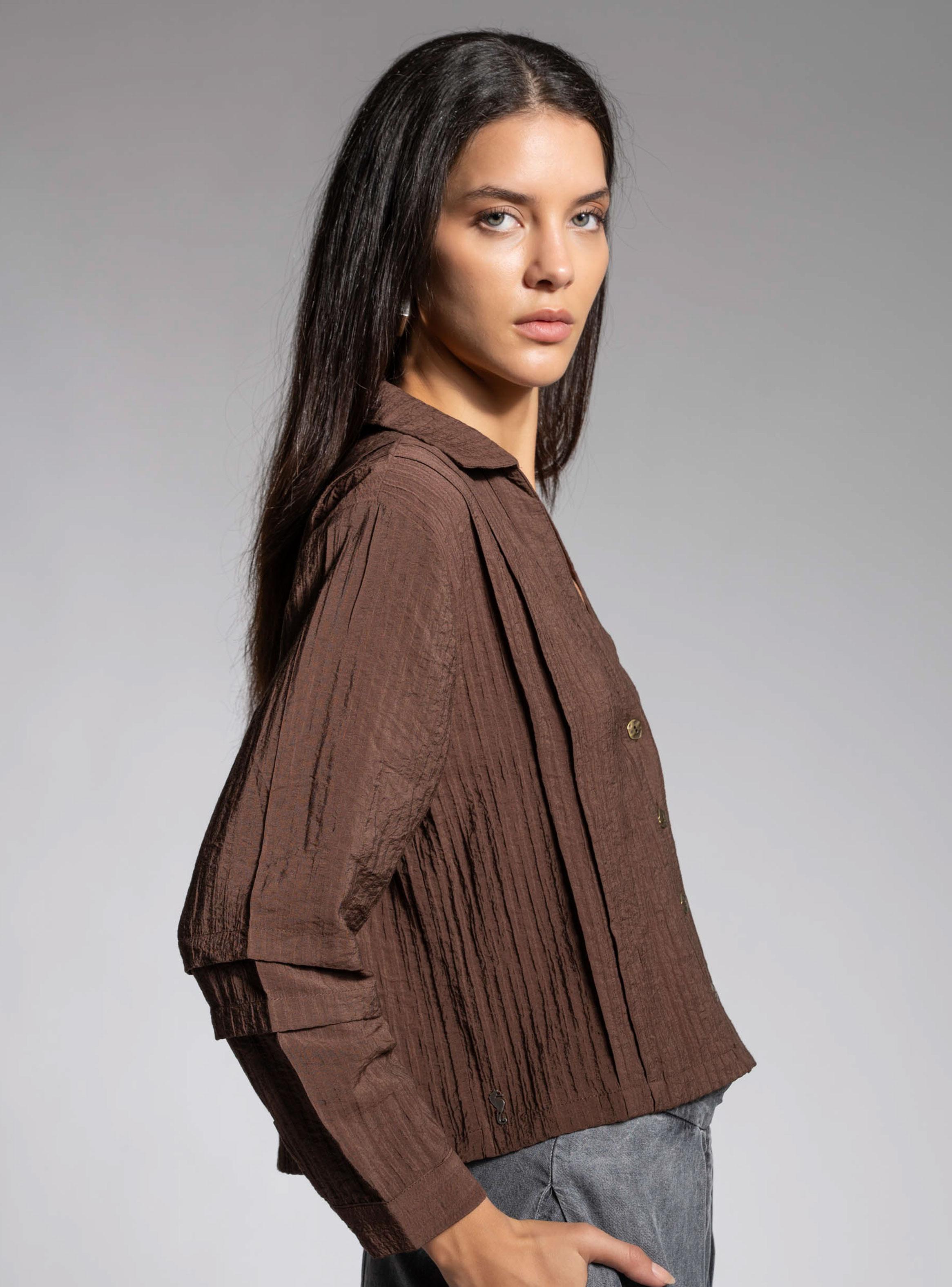 Blusa Alforzas Café-2