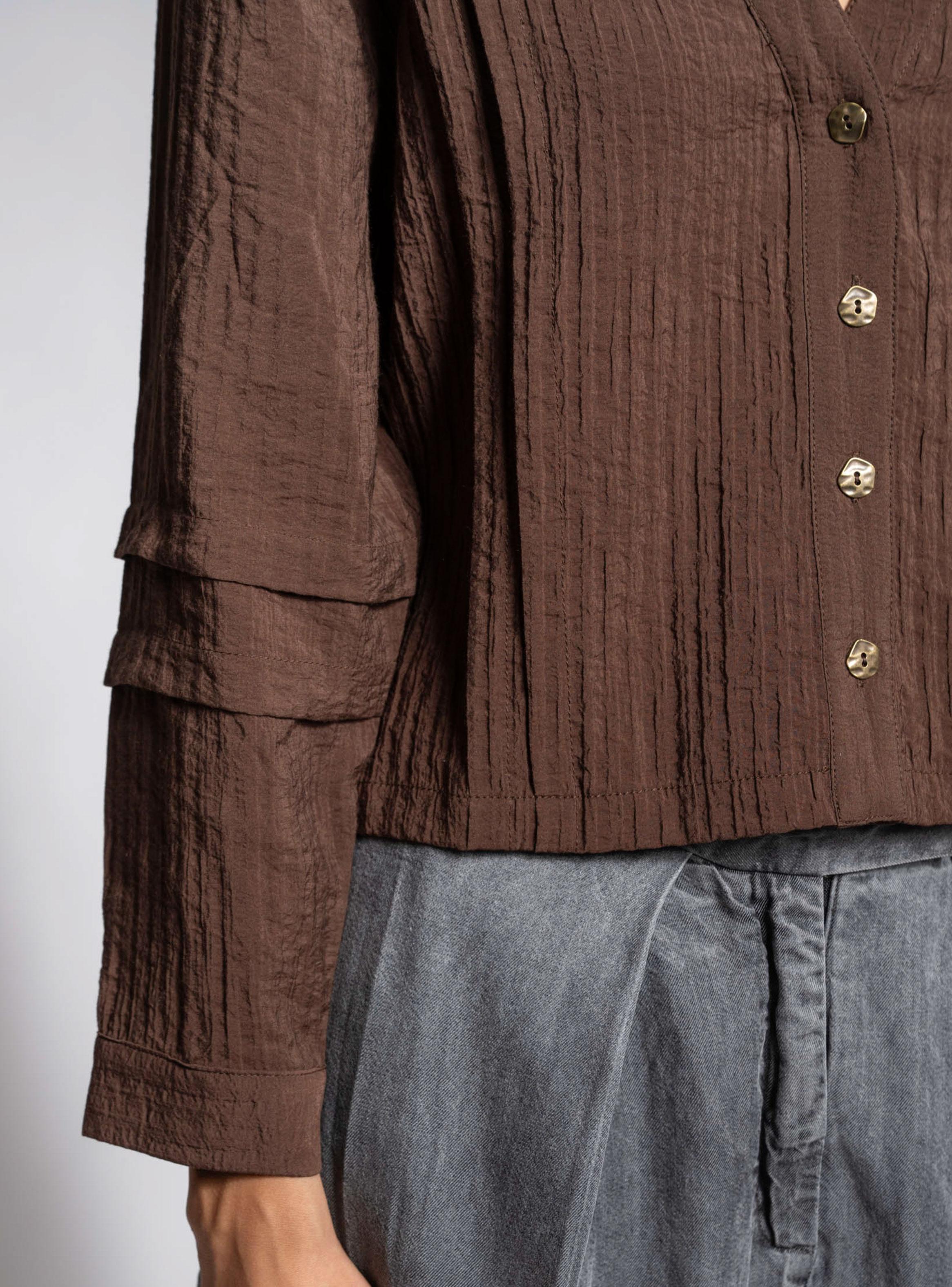 Blusa Alforzas Café-5