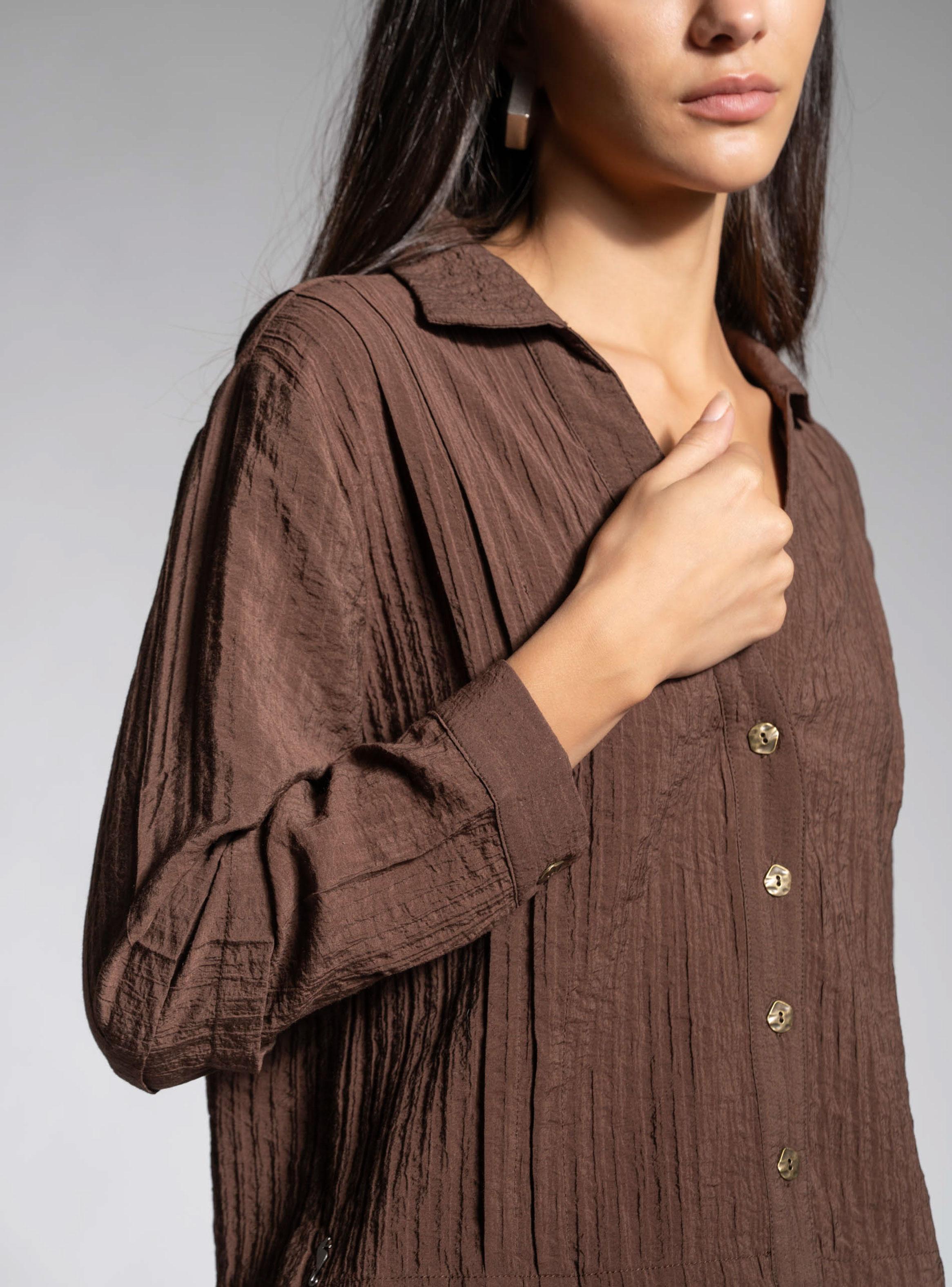 Blusa Alforzas Café-3