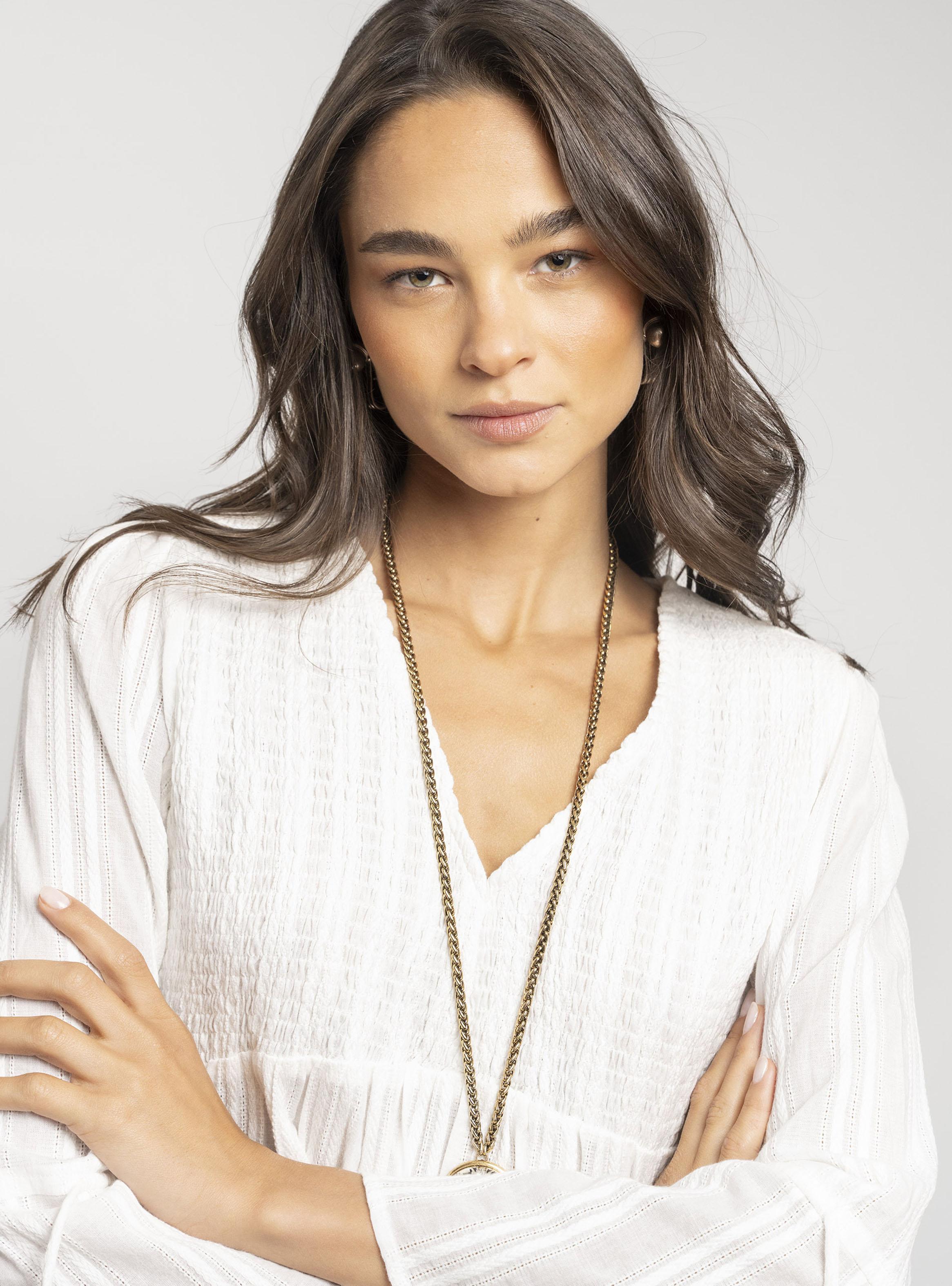 Blusa Cuello V Rosa Blanco-2