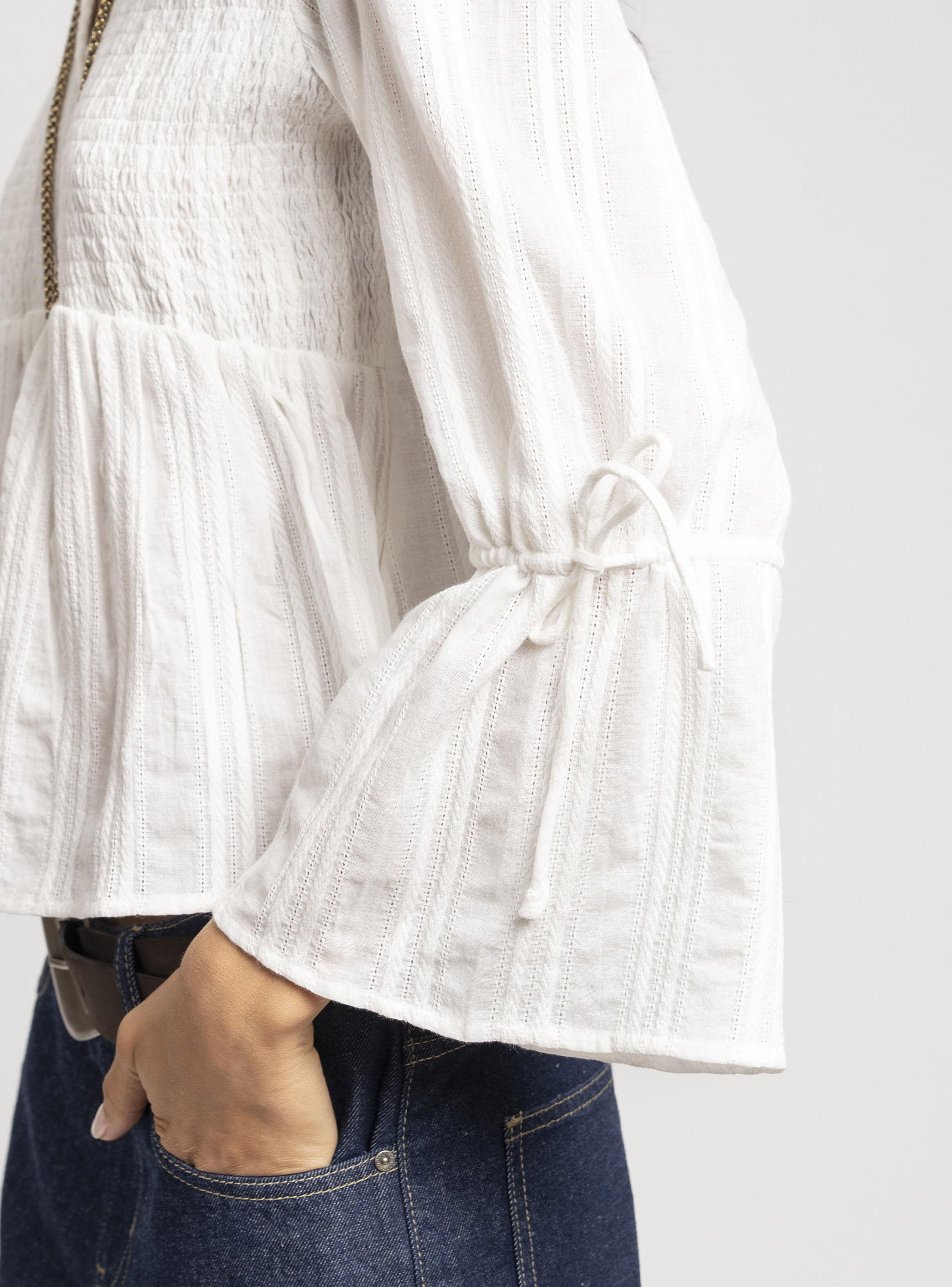 Blusa Cuello V Rosa Blanco-3