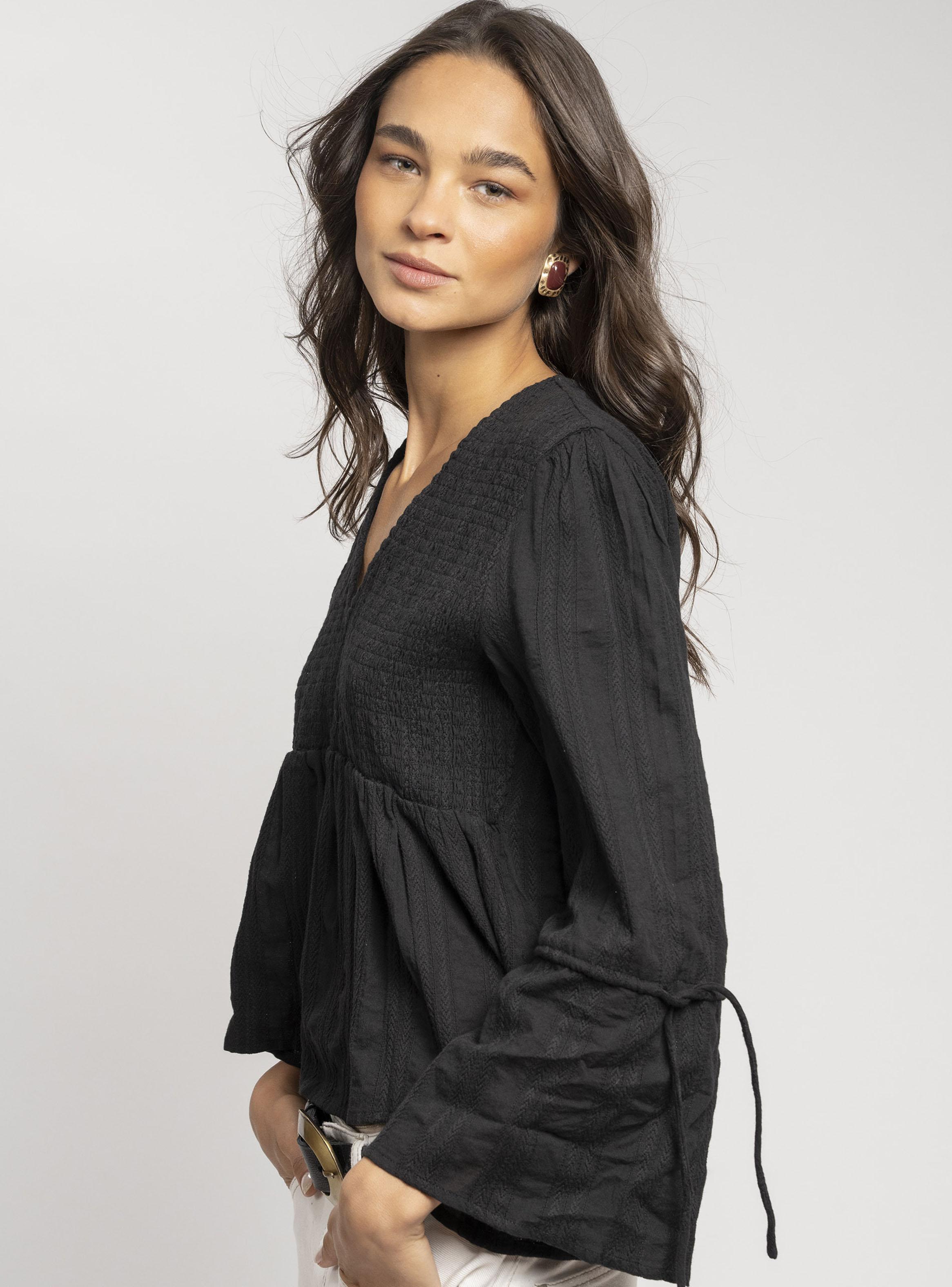 Blusa Cuello V Rosa Negro-3