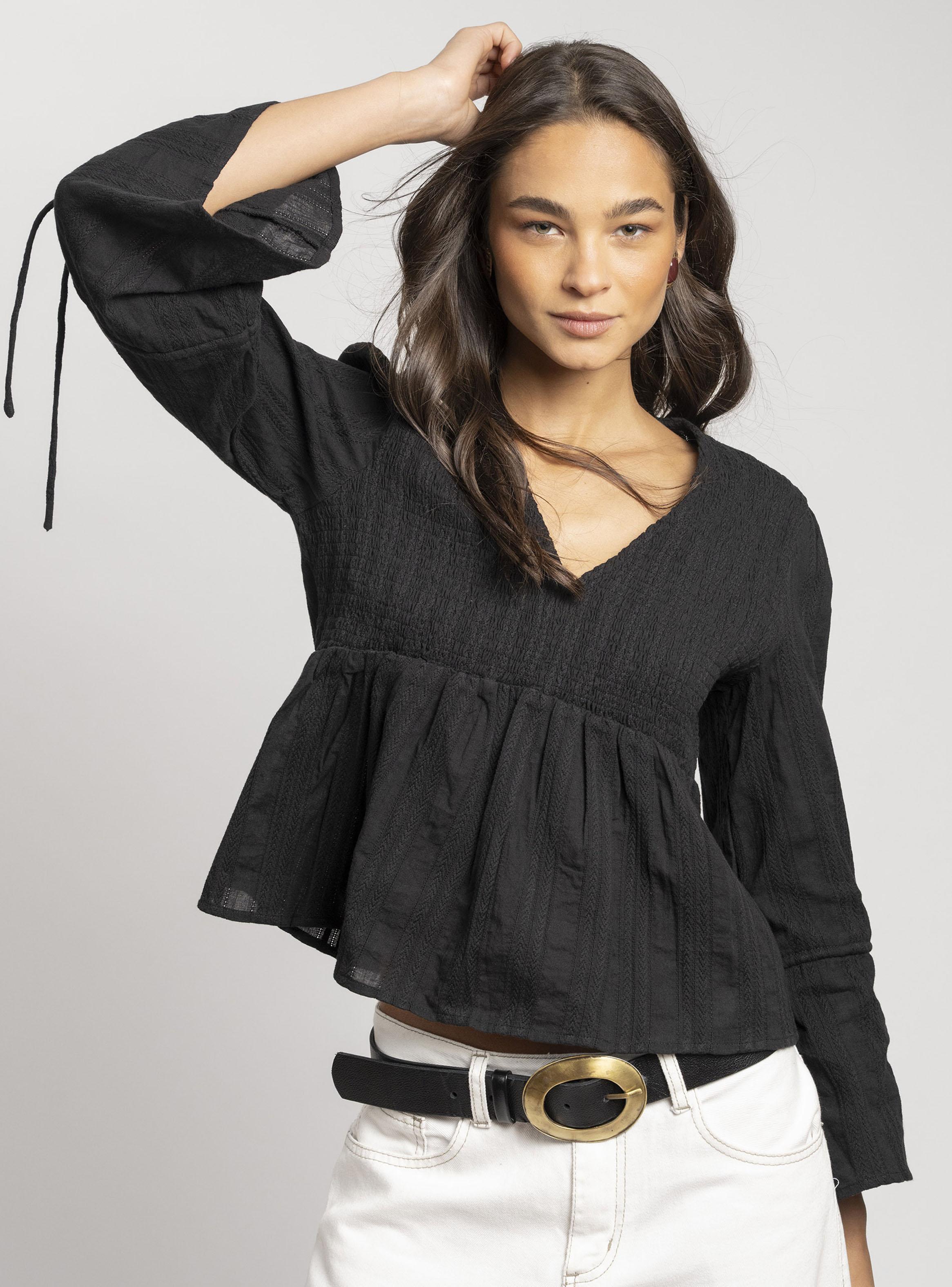 Blusa Cuello V Rosa Negro-2