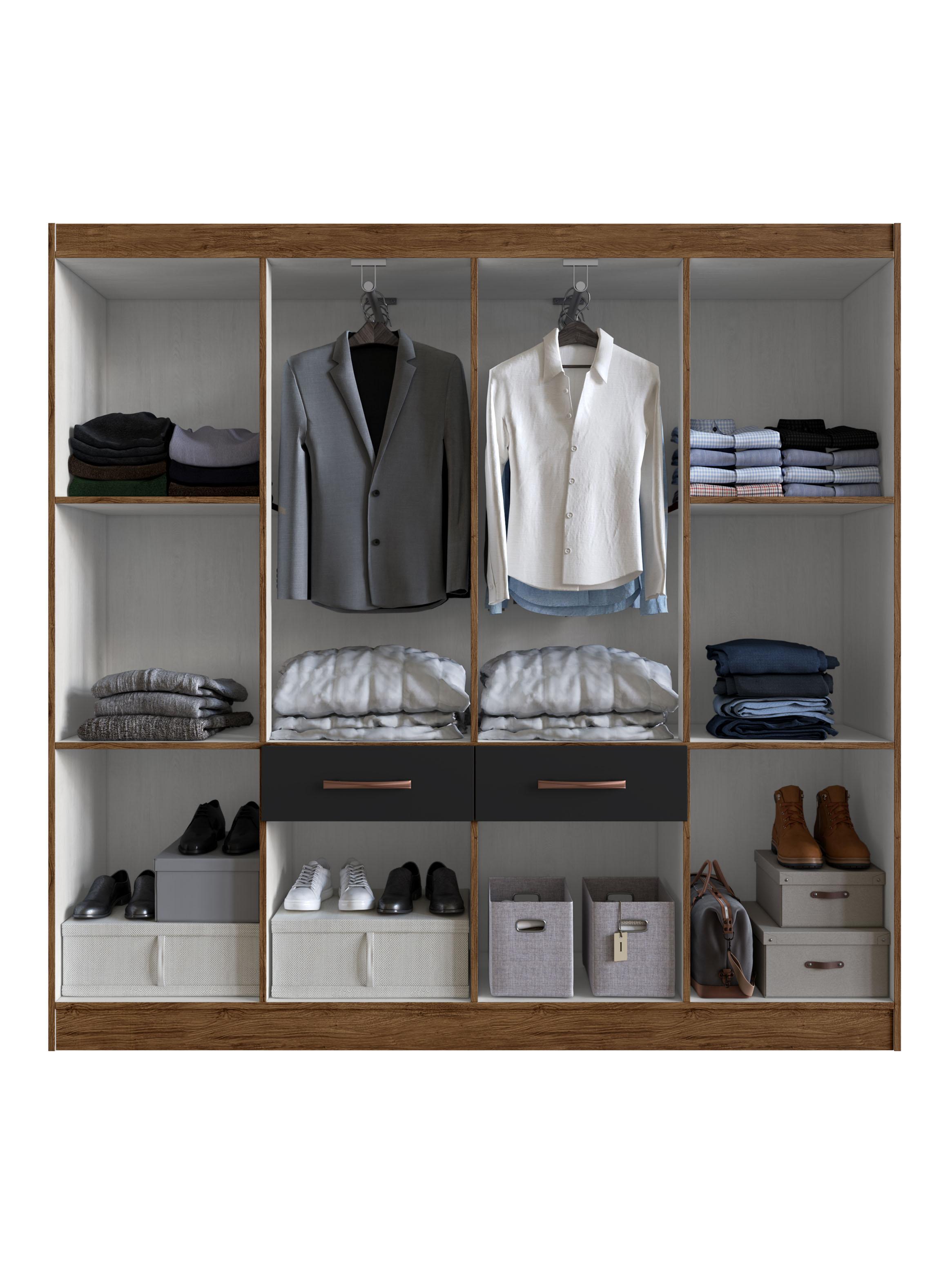 Clóset 8 Puertas con 2 Cajones Negro-3