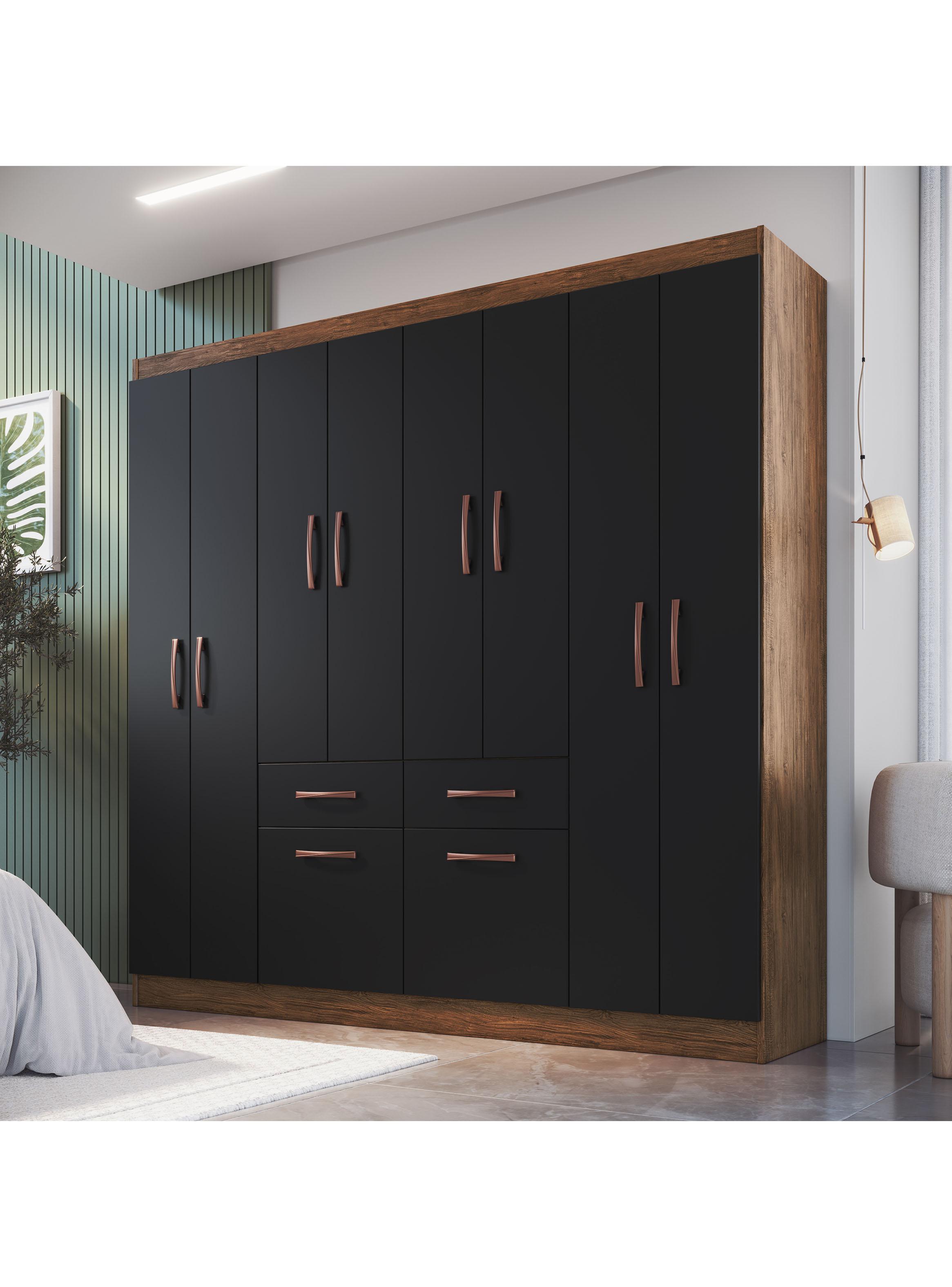 Clóset 8 Puertas con 2 Cajones Negro-4