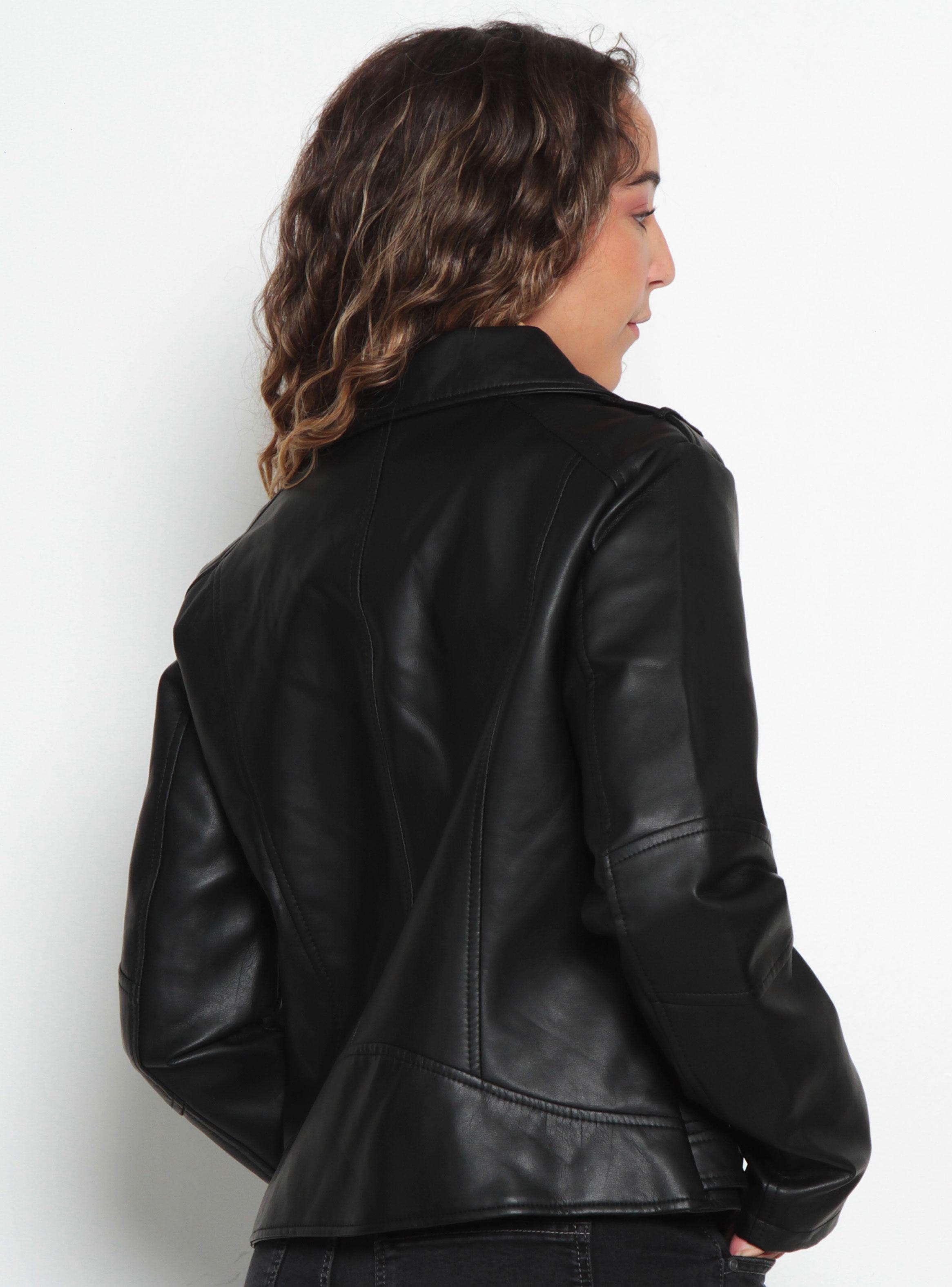 Chaqueta Motoquera Manga Larga de Cuero Ecológico-1