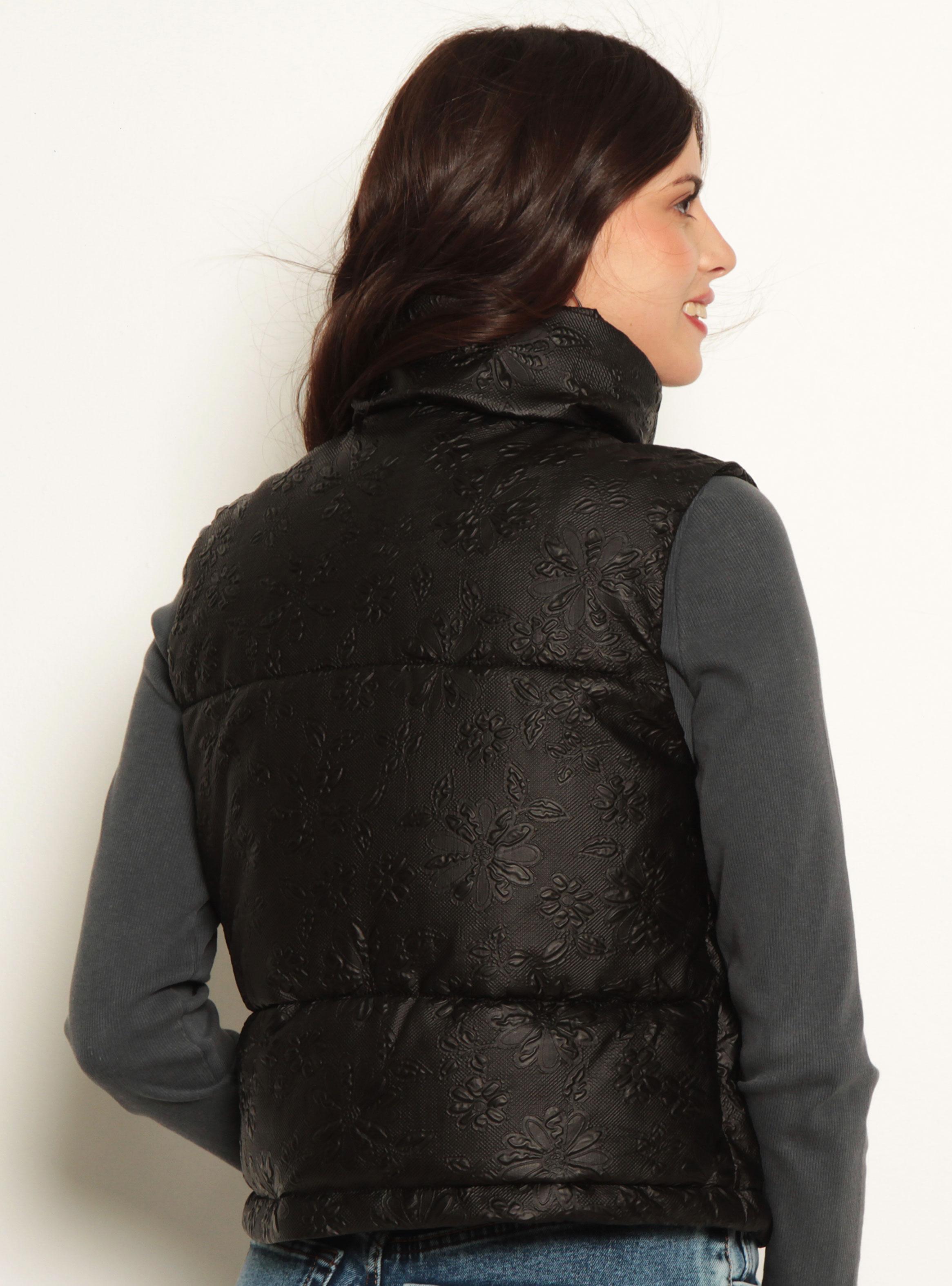 Parka Puffer sin Manga con Cierre en Delantero y Cintura Ajustable-1