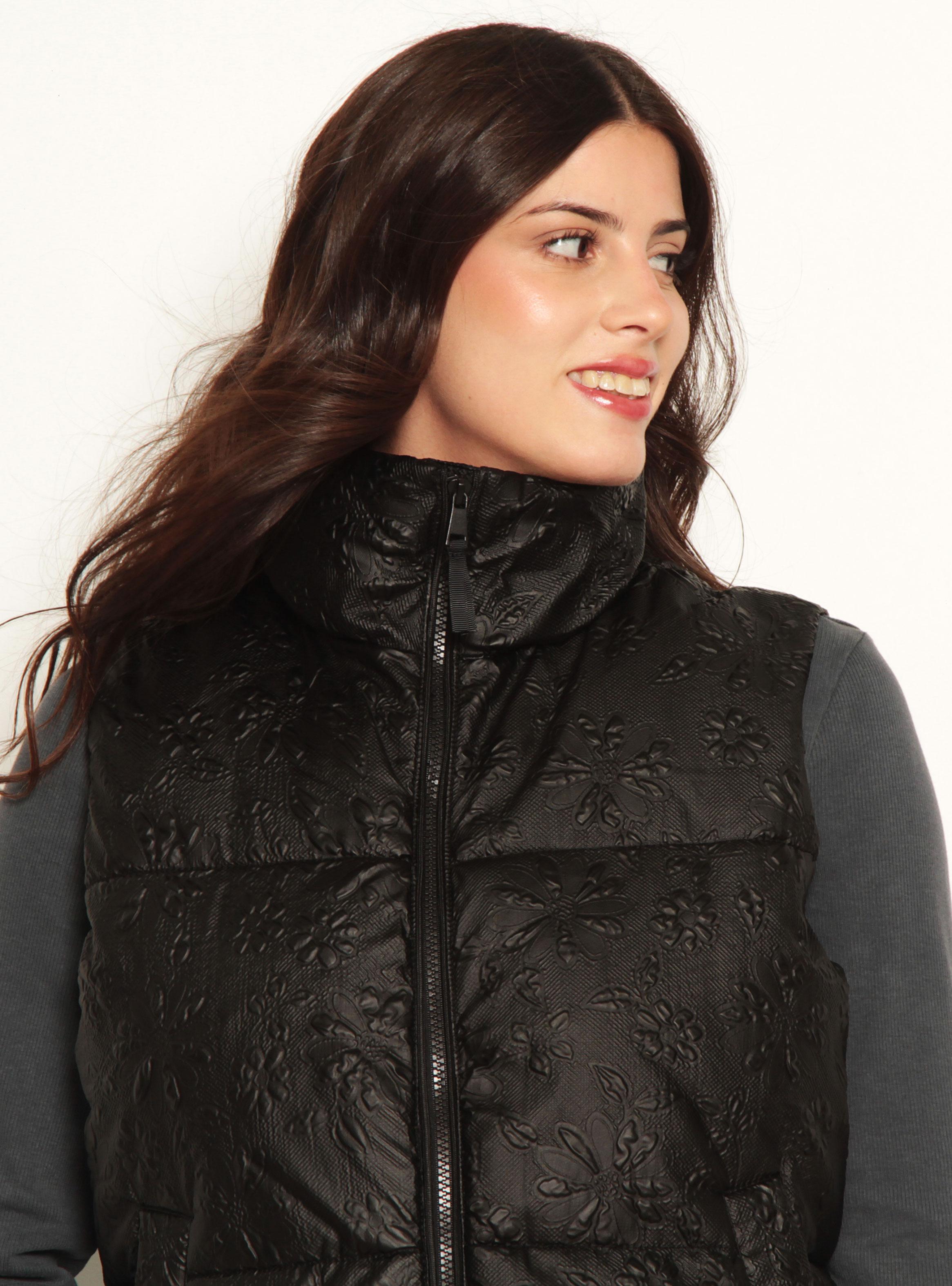 Parka Puffer sin Manga con Cierre en Delantero y Cintura Ajustable-2