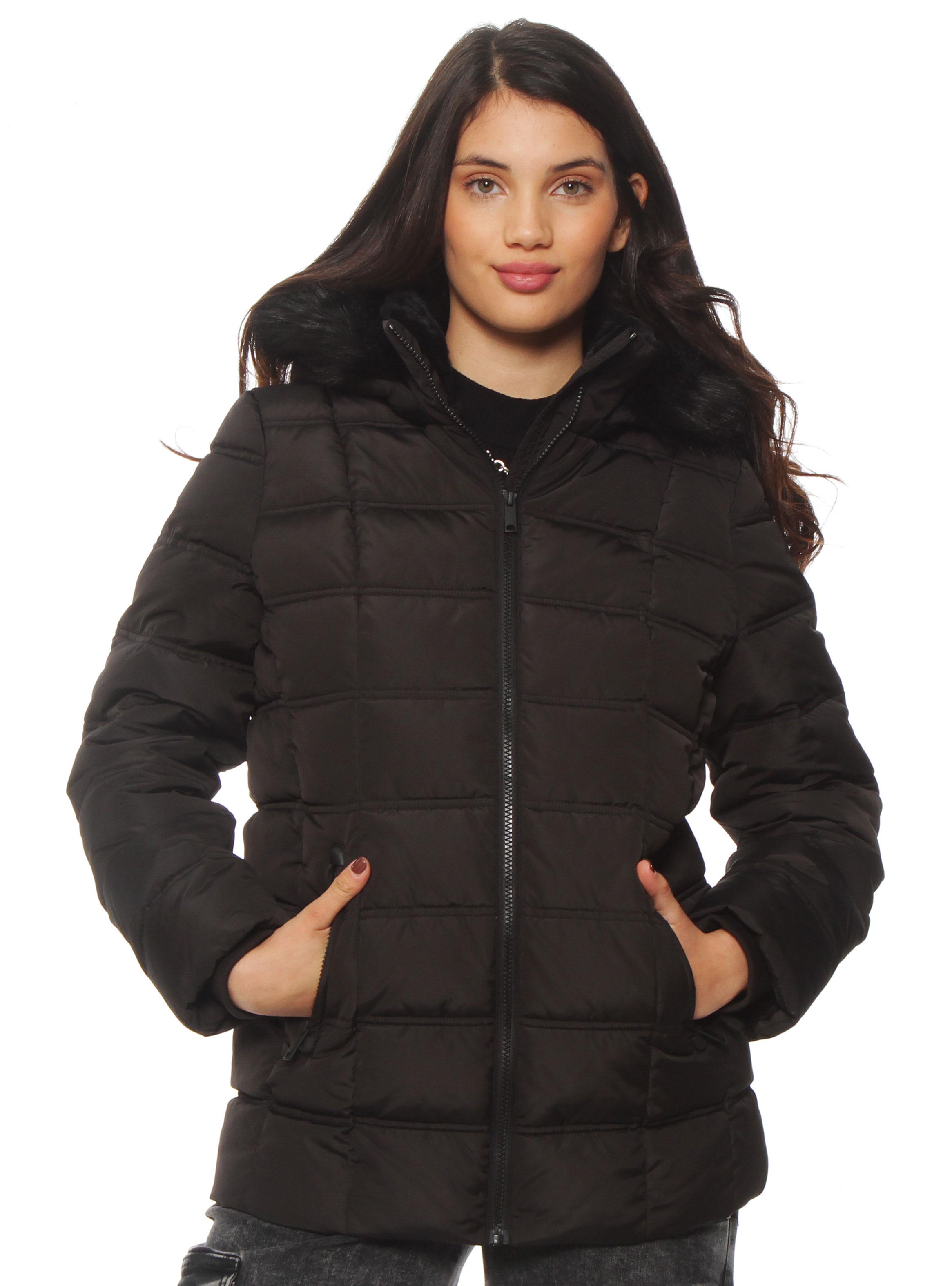 Parka con Aplicación en Capucha Cierre en Delantero-0