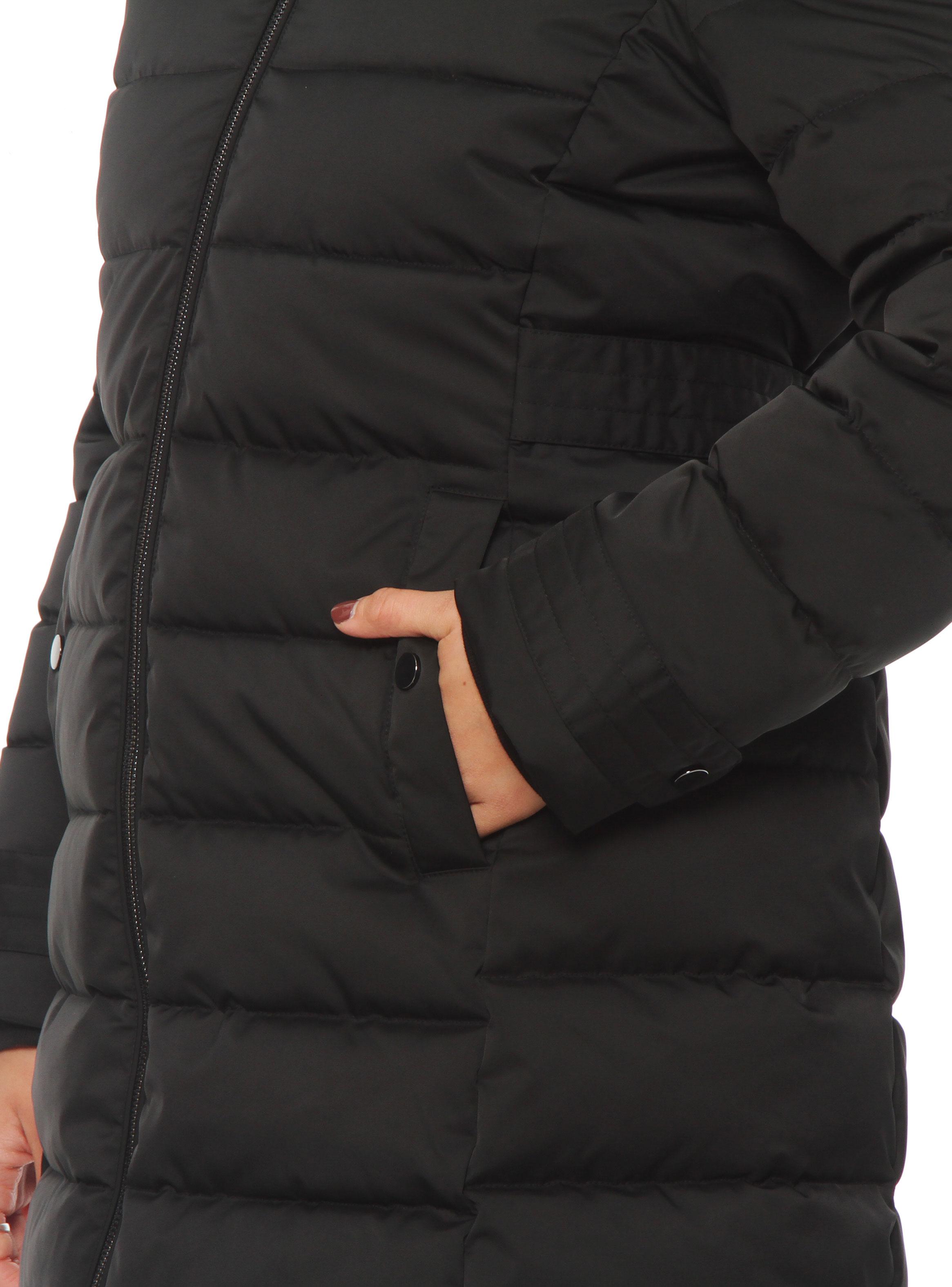 Parka Larga Cierre con Aplicación en Capucha-2