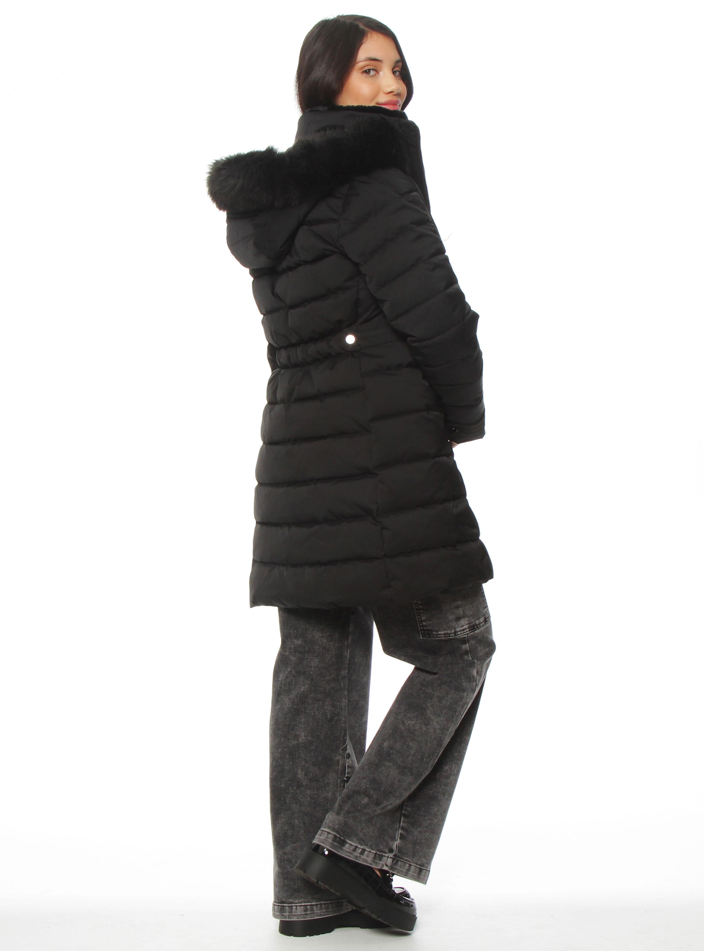 Parka Larga Cierre con Aplicación en Capucha-4