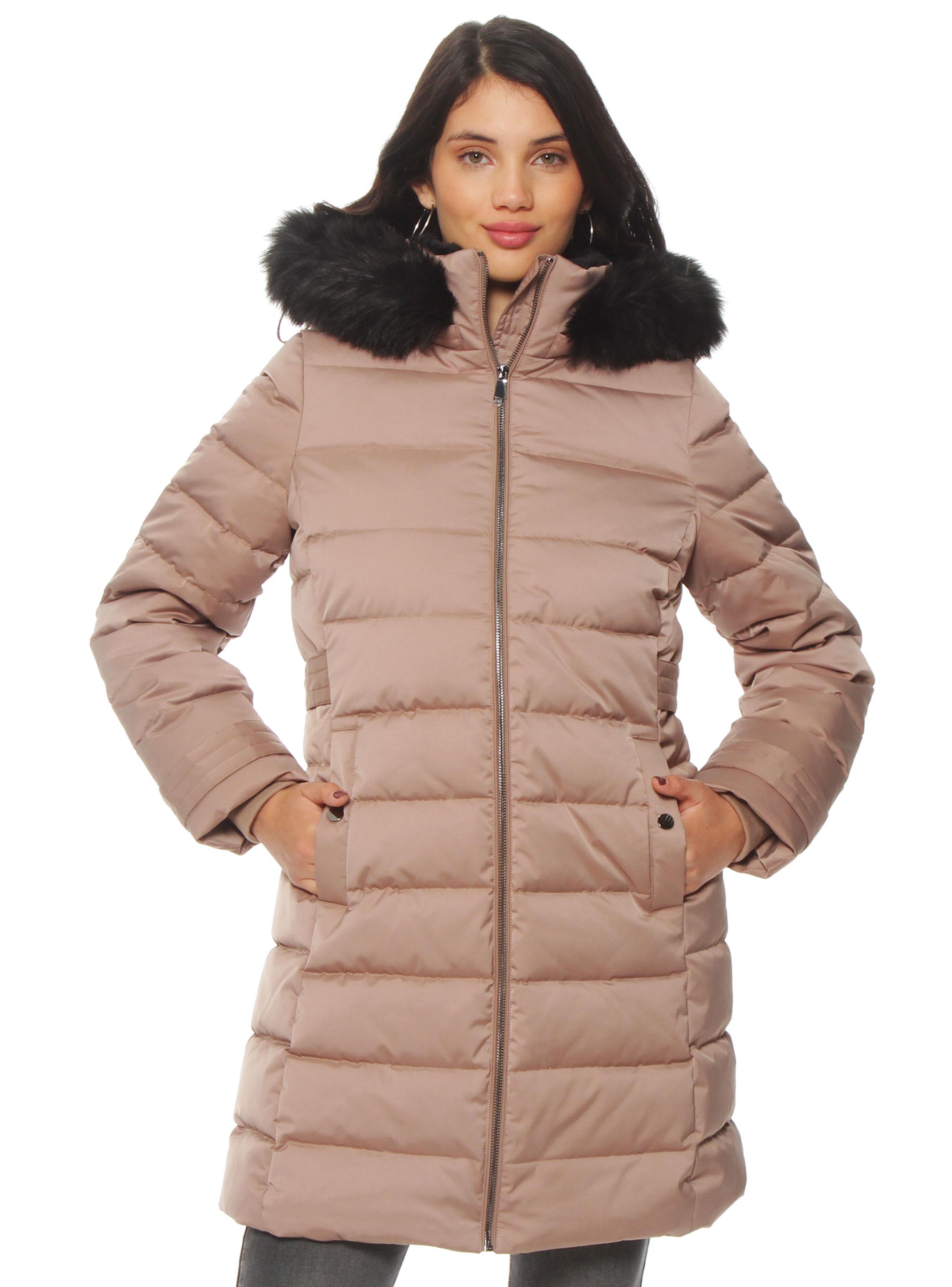 Parka Larga Cierre con Aplicación en Capucha-0