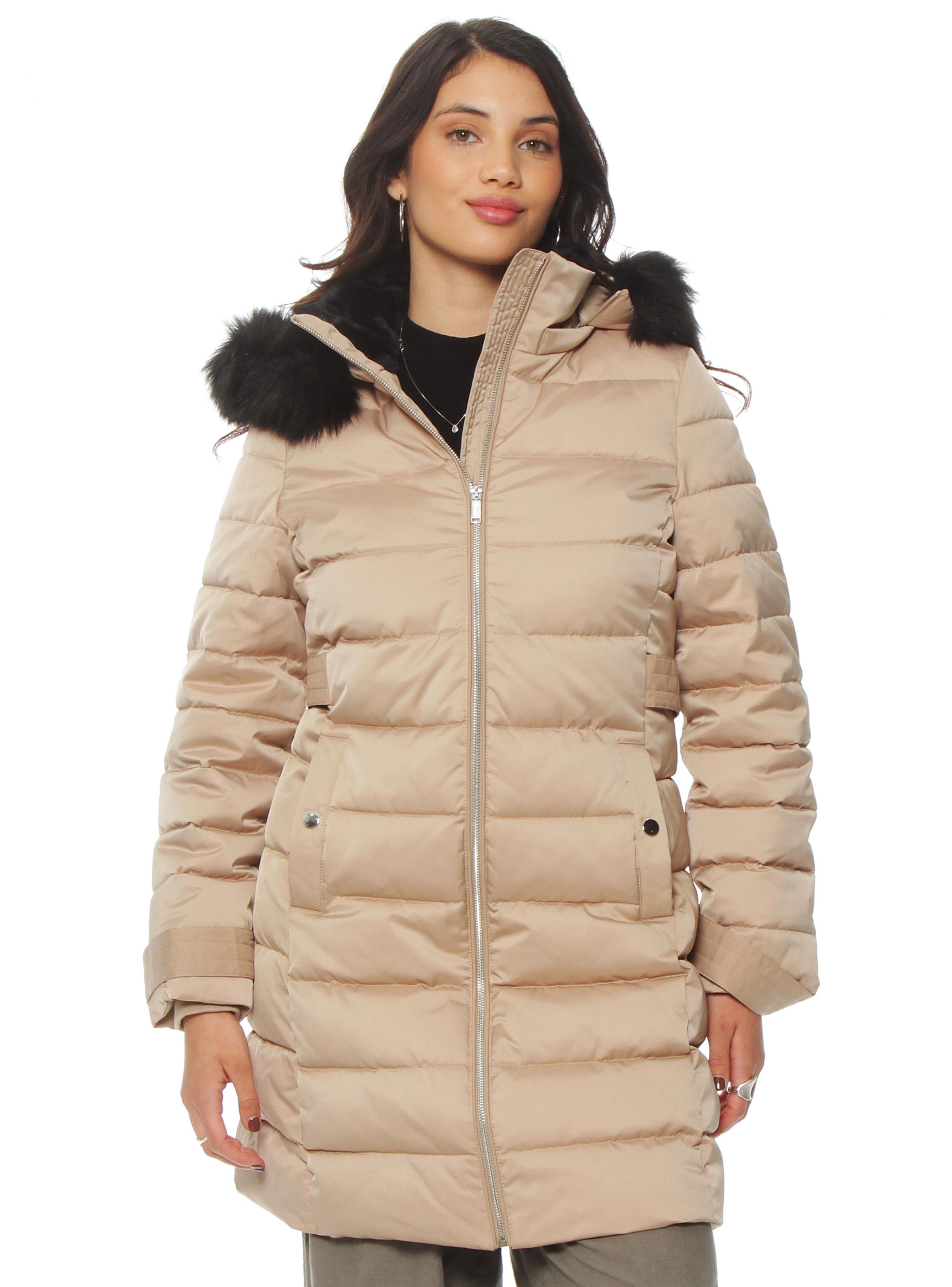 Parka Larga Cierre con Aplicación en Capucha-0