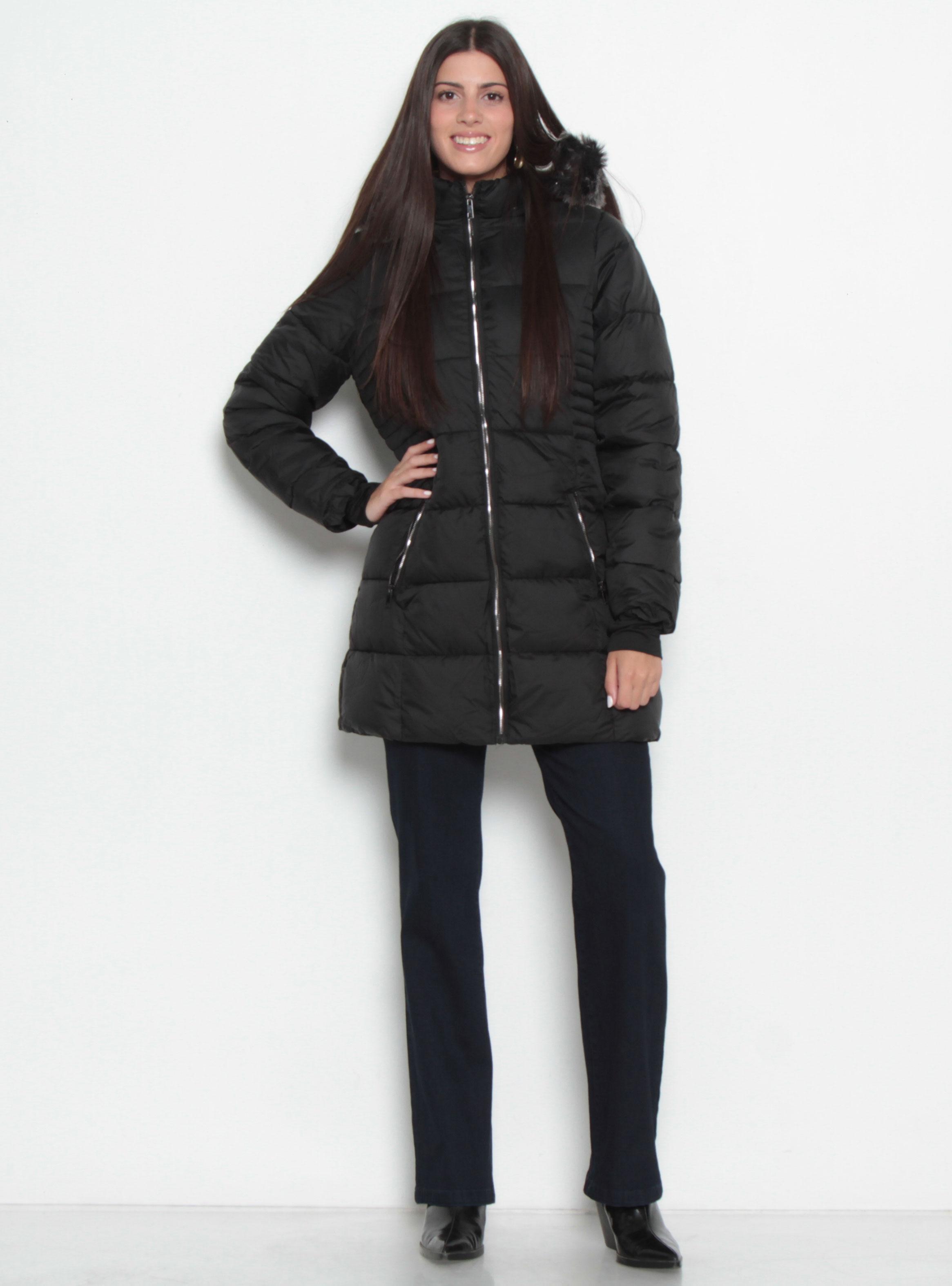 Parka Manga Larga con Capucha y Cierre Metálico-3